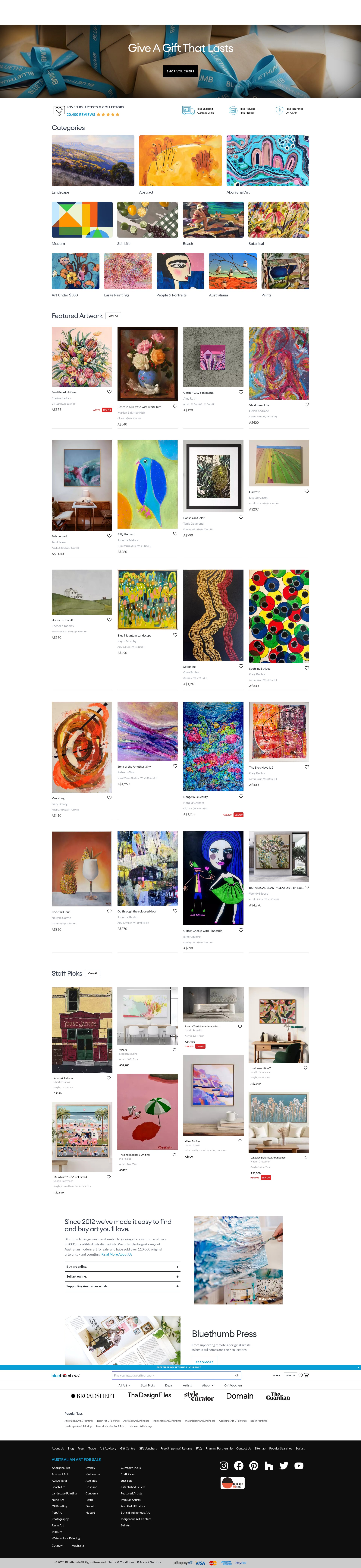Screenshot of bluethumb.com.au
