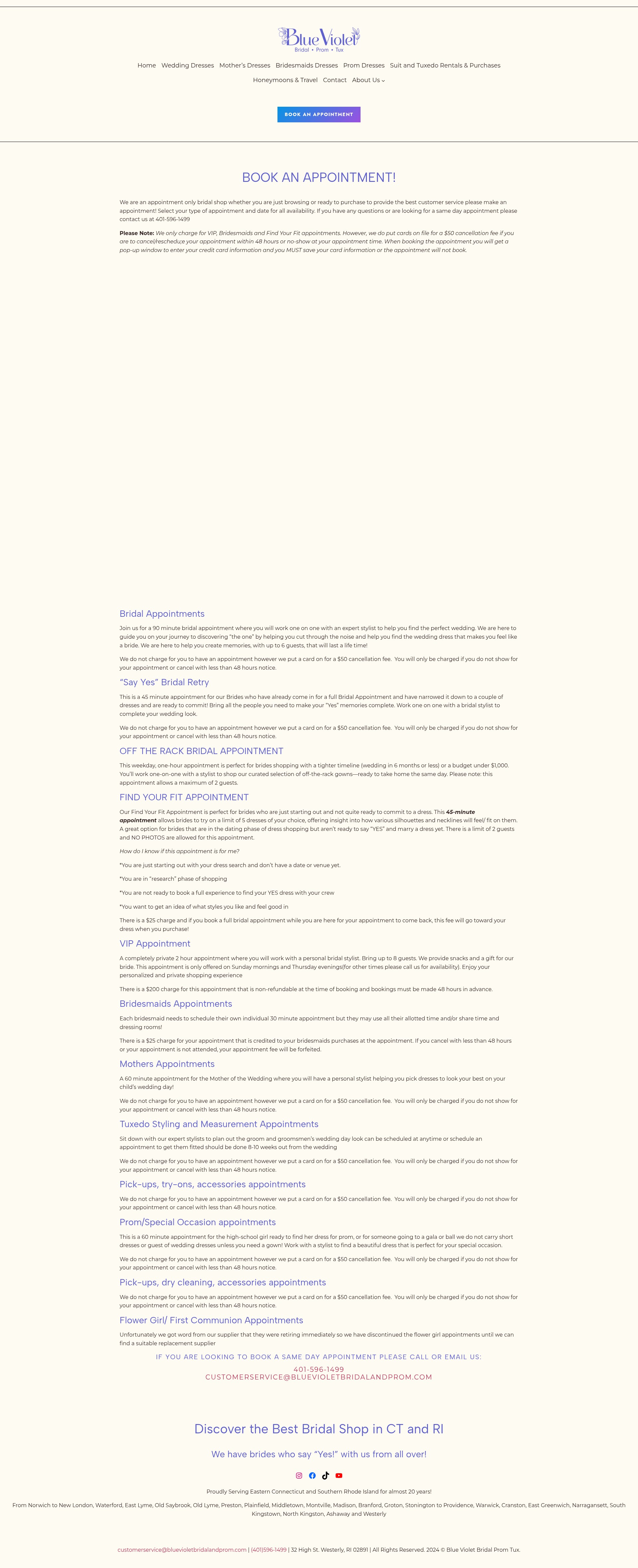 Screenshot of bluevioletbridalandprom.com