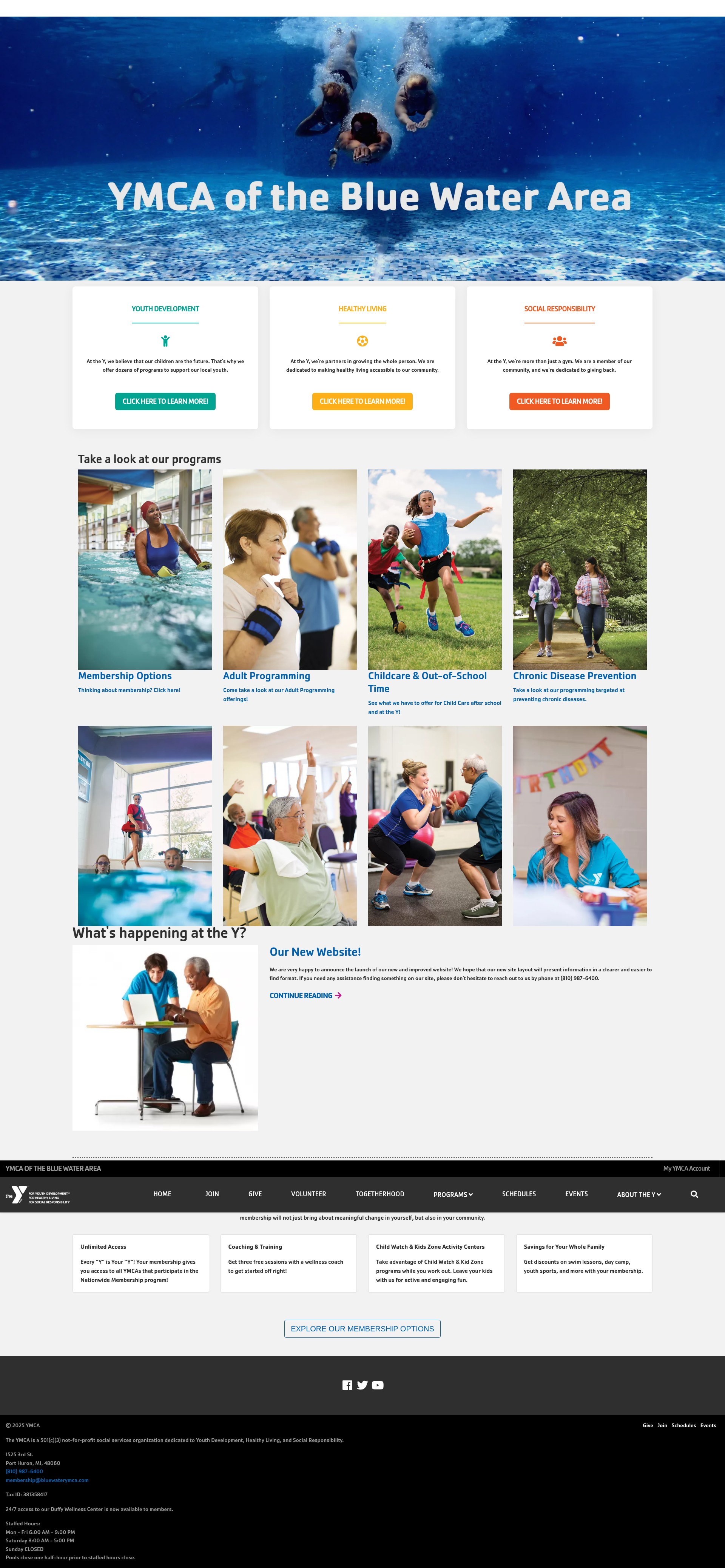 Screenshot of bluewaterymca.com