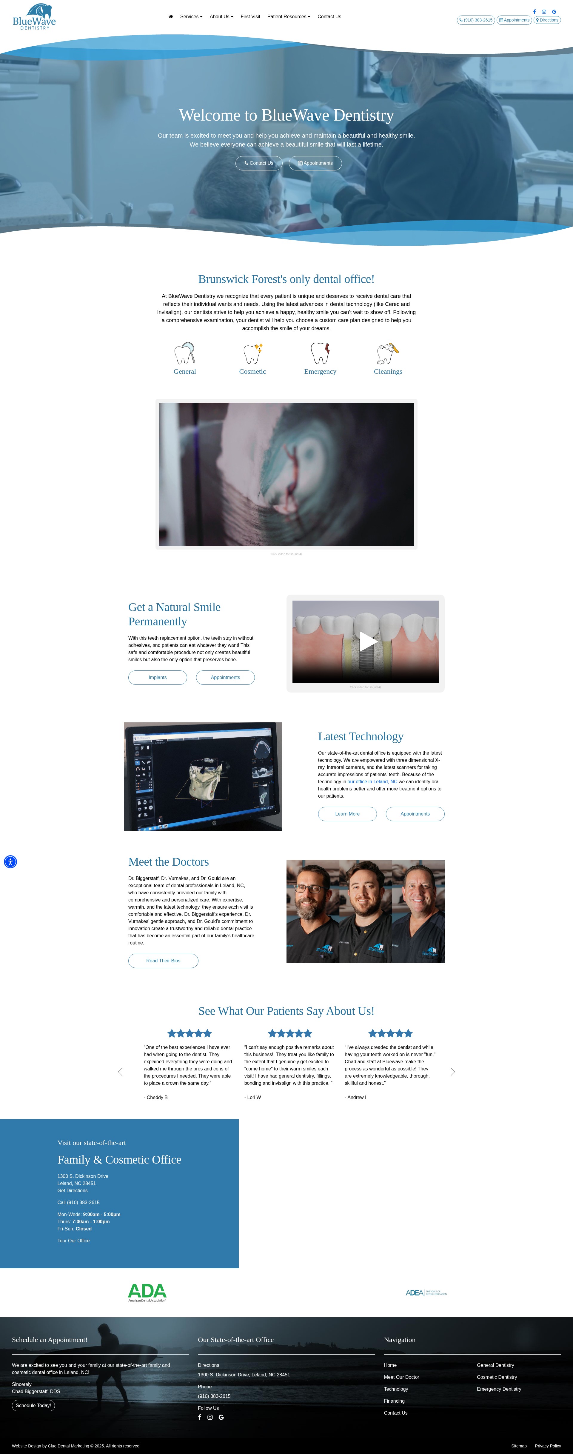 Screenshot of bluewavedentistry.com