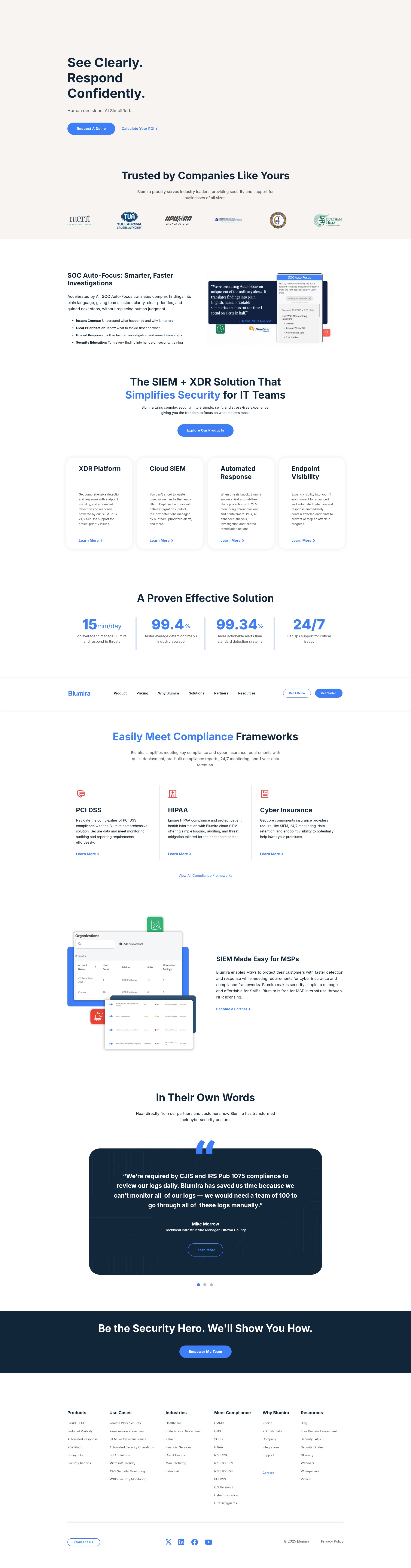 Screenshot of blumira.com