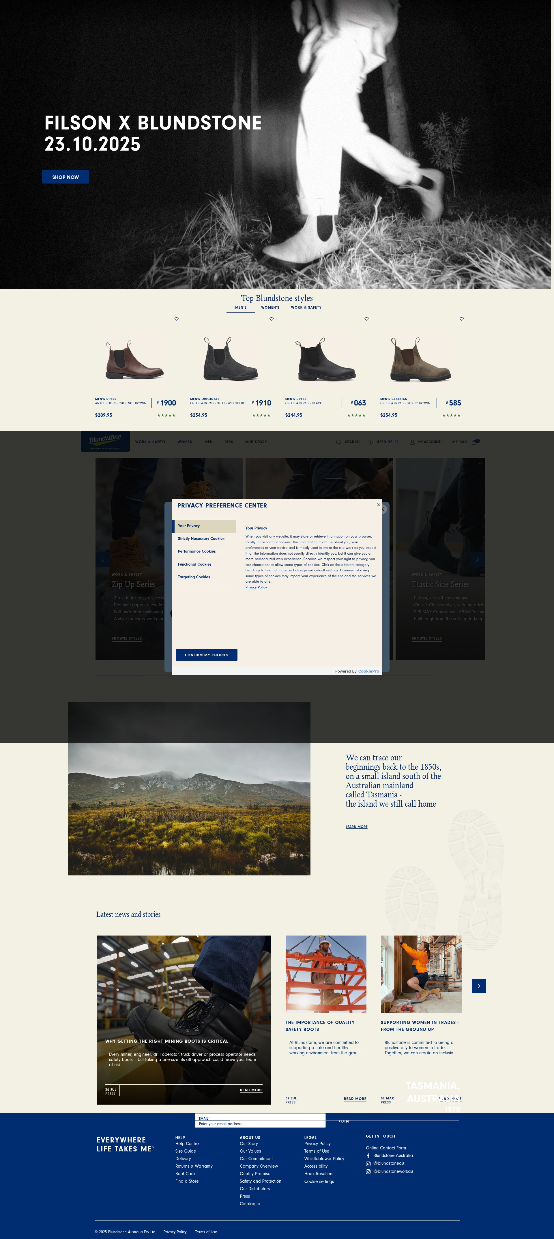 Screenshot of blundstone.com.au