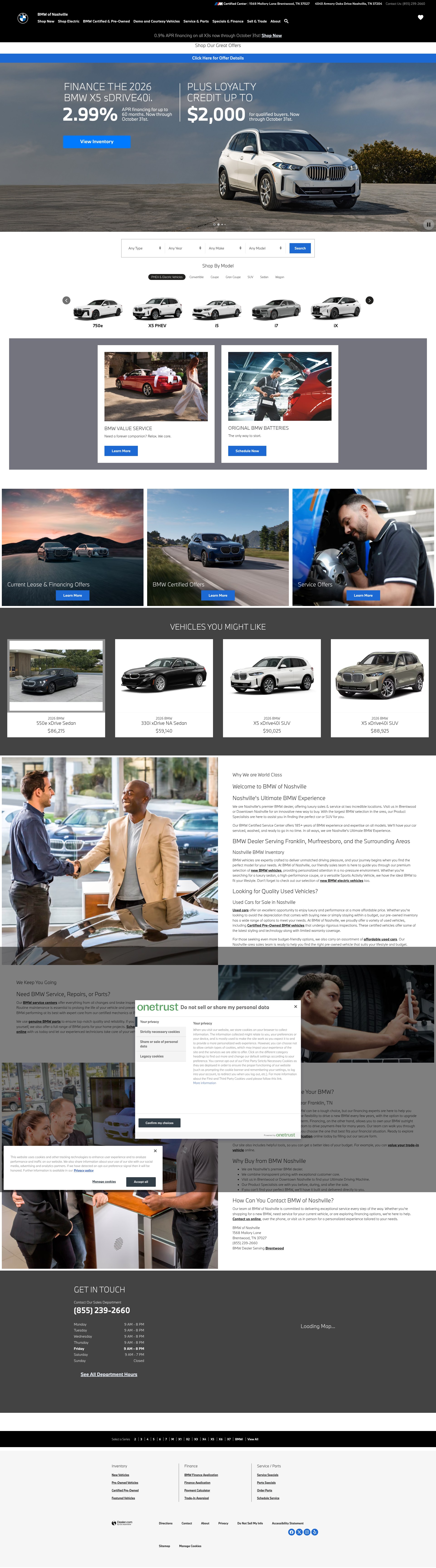 Screenshot of bmwofnashville.com