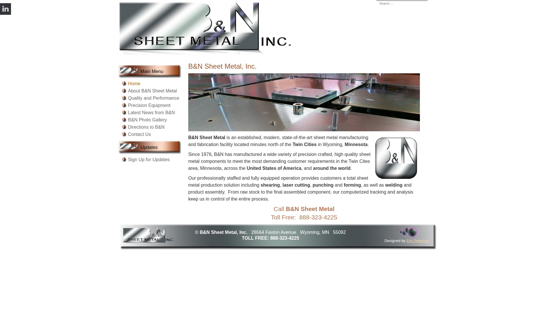 Screenshot of bnsheetmetal.com