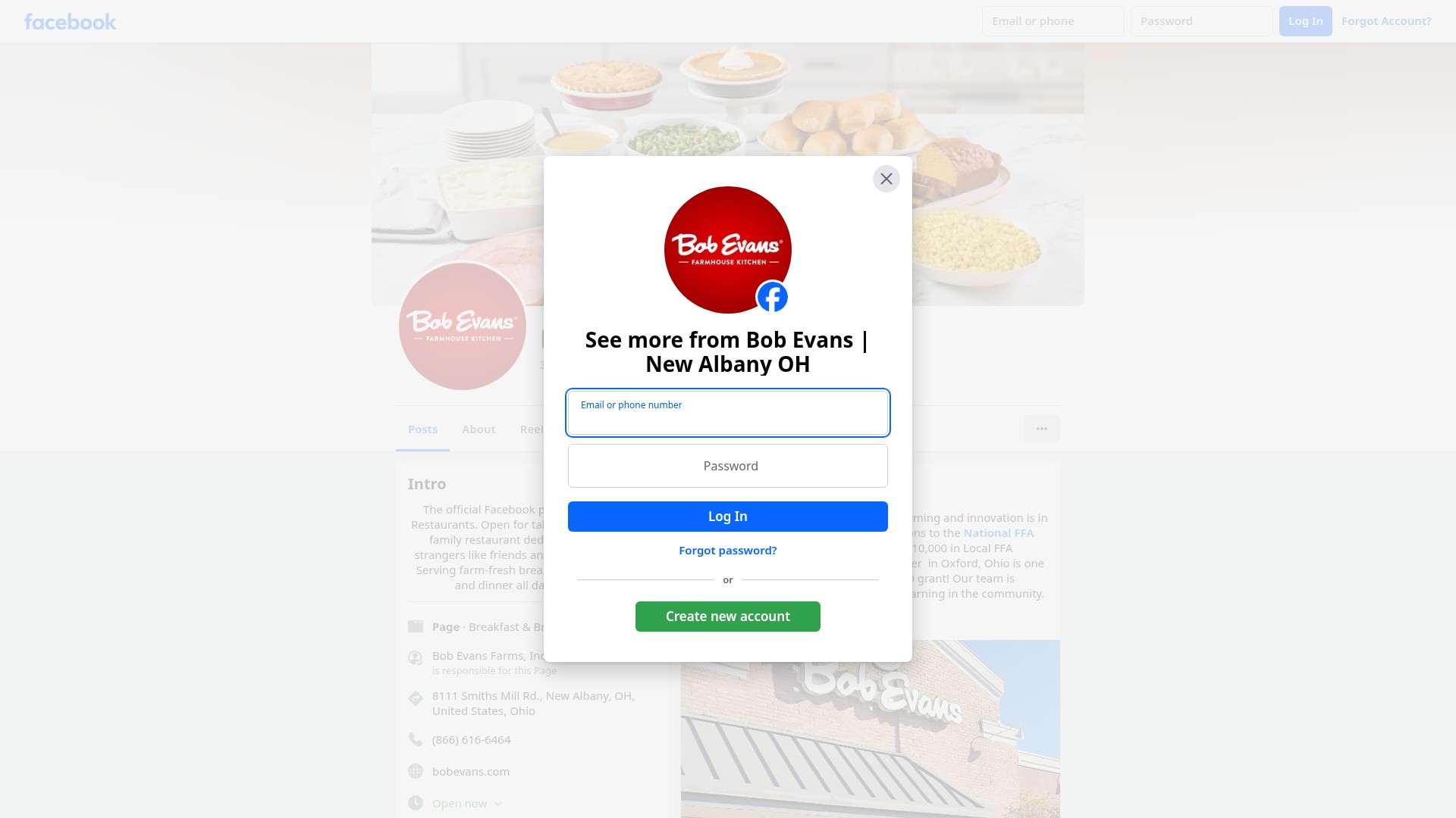 Screenshot of bobevans.com