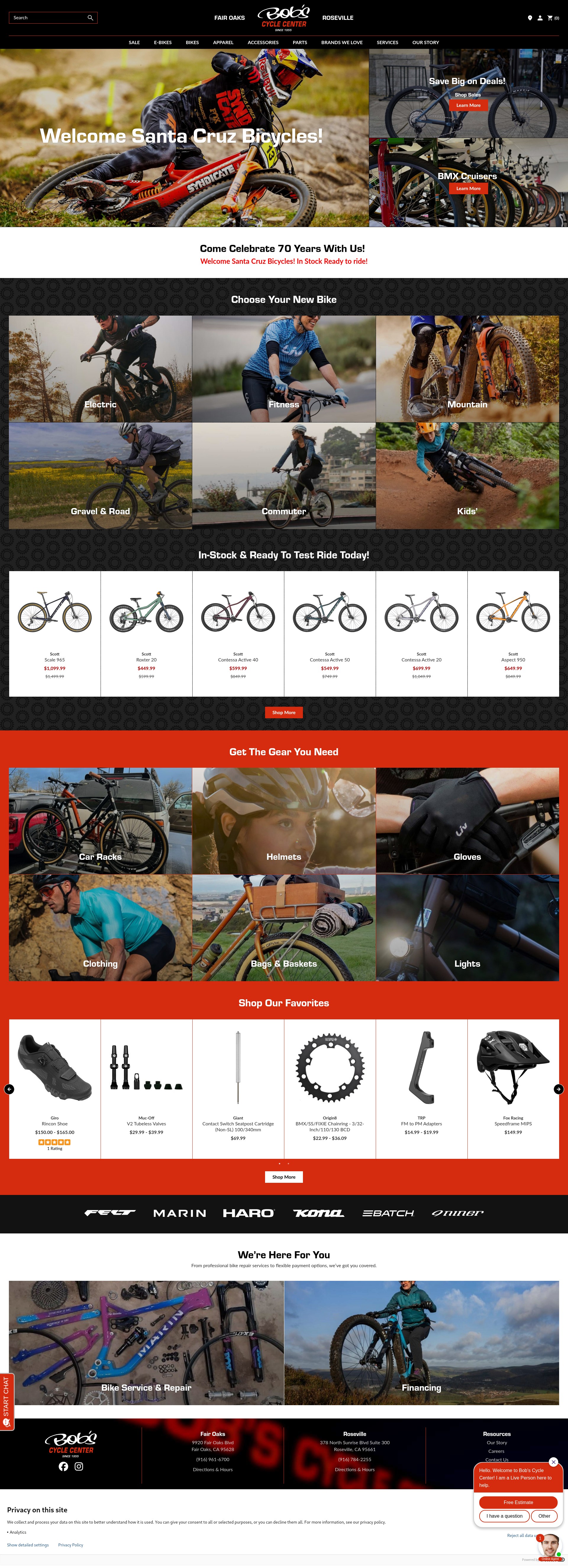 Screenshot of bobscyclecenter.com