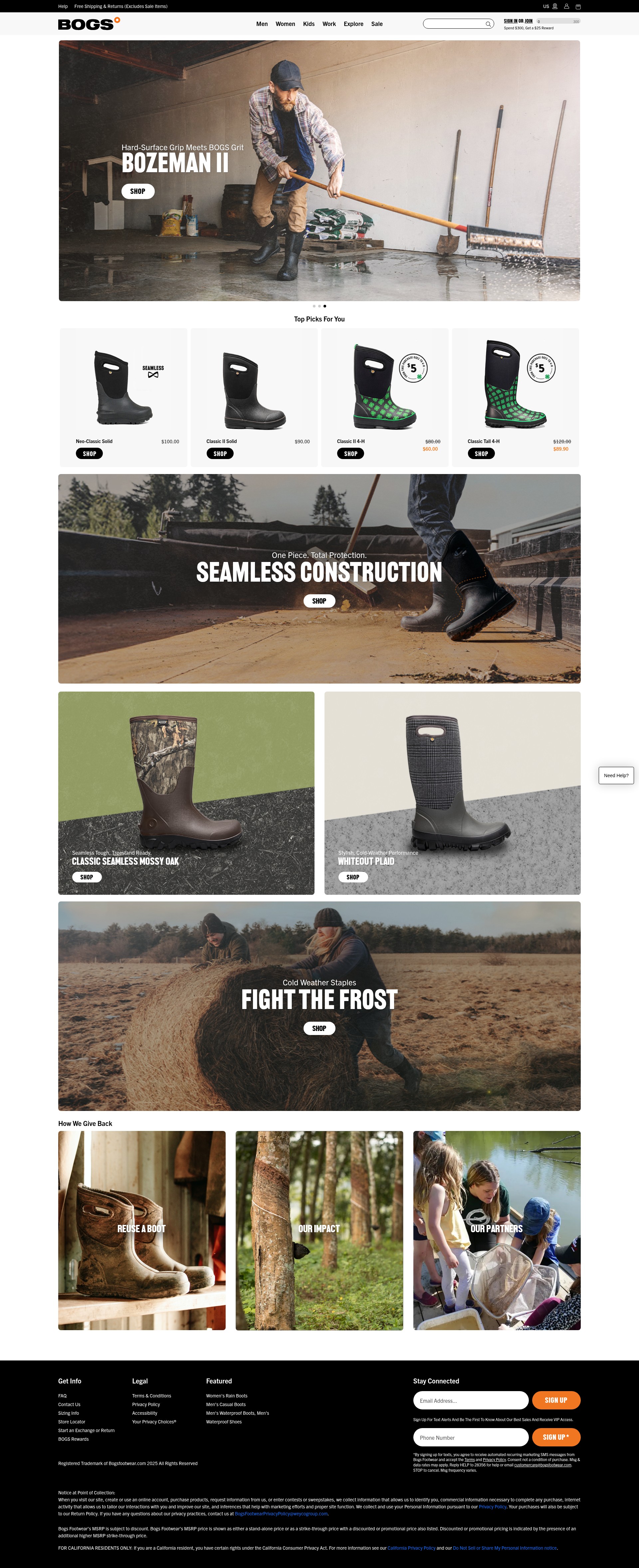 Screenshot of bogsfootwear.com