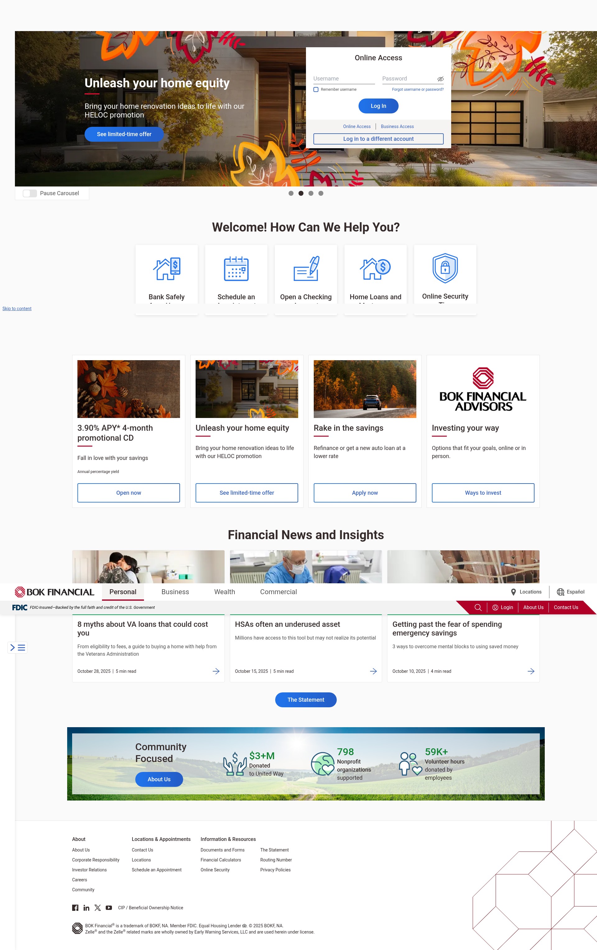 Screenshot of bokfinancial.com