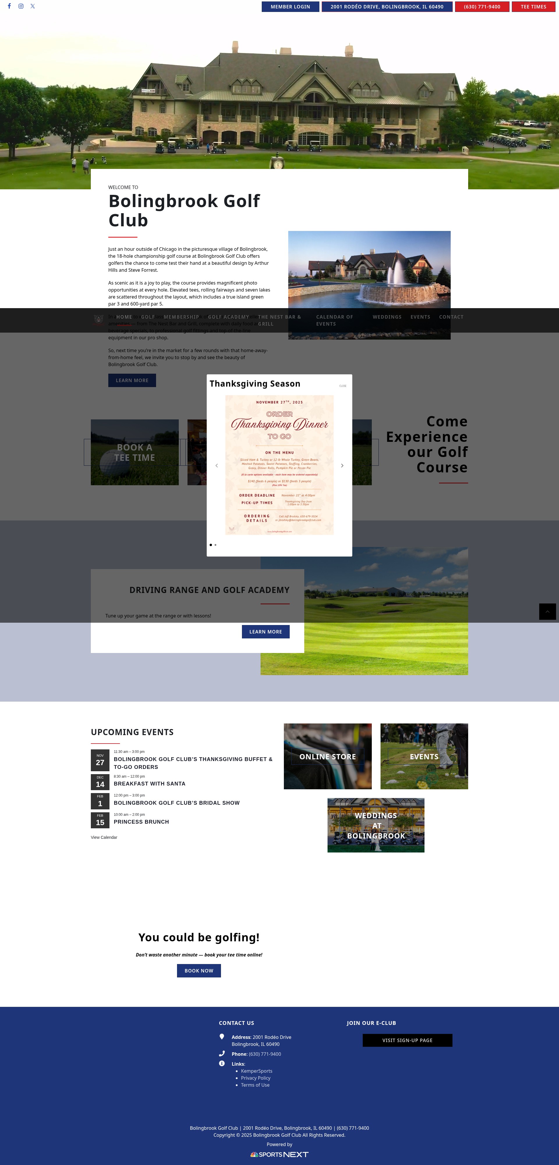 Screenshot of bolingbrookgolfclub.com