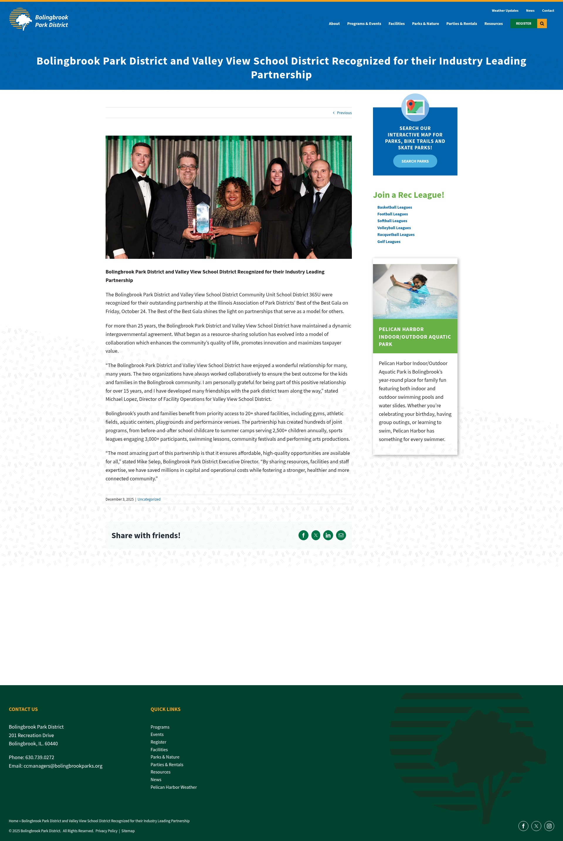 Screenshot of bolingbrookparks.org