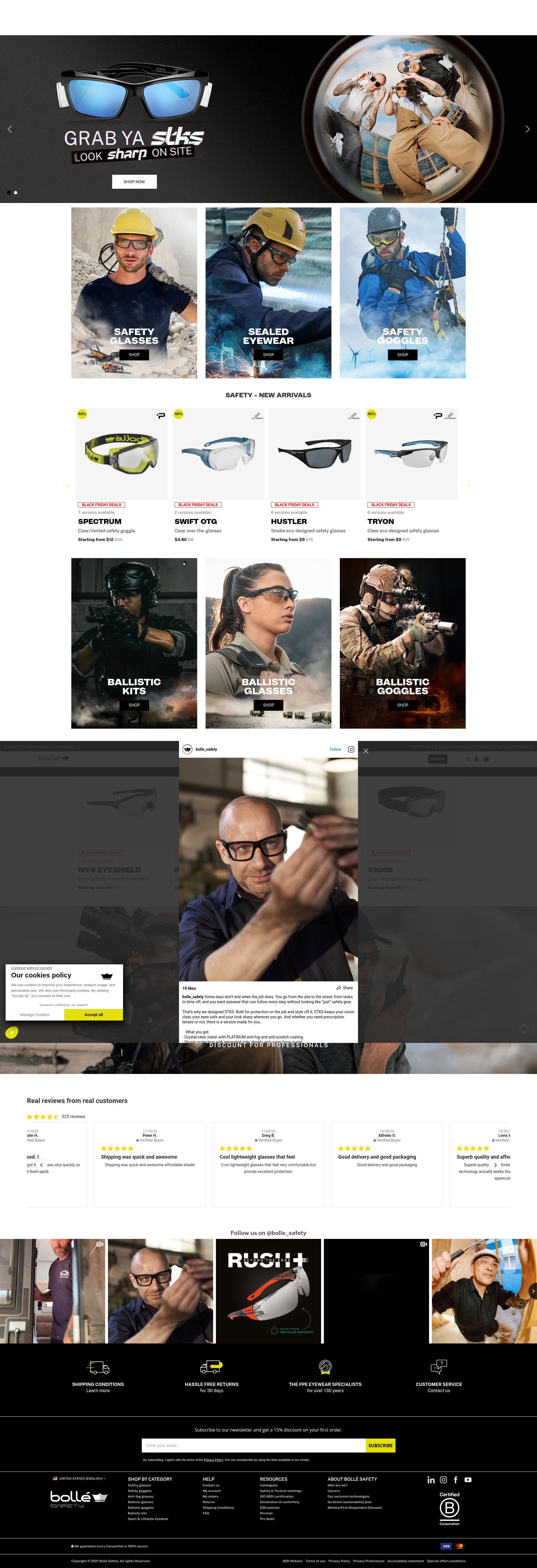 Screenshot of bolle-safety.com