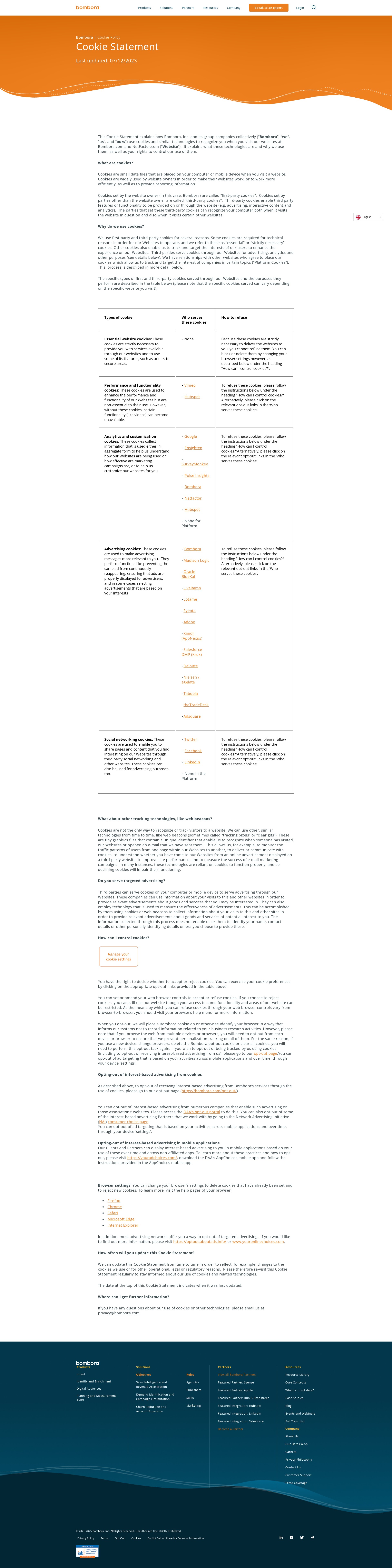 Screenshot of bombora.com