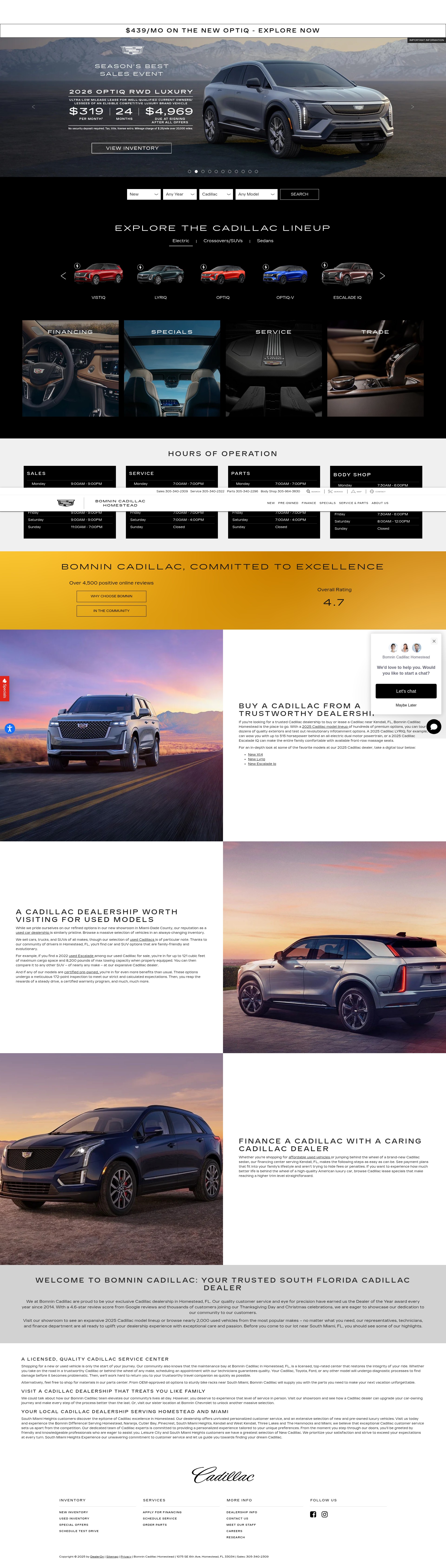 Screenshot of bomnincadillac.com