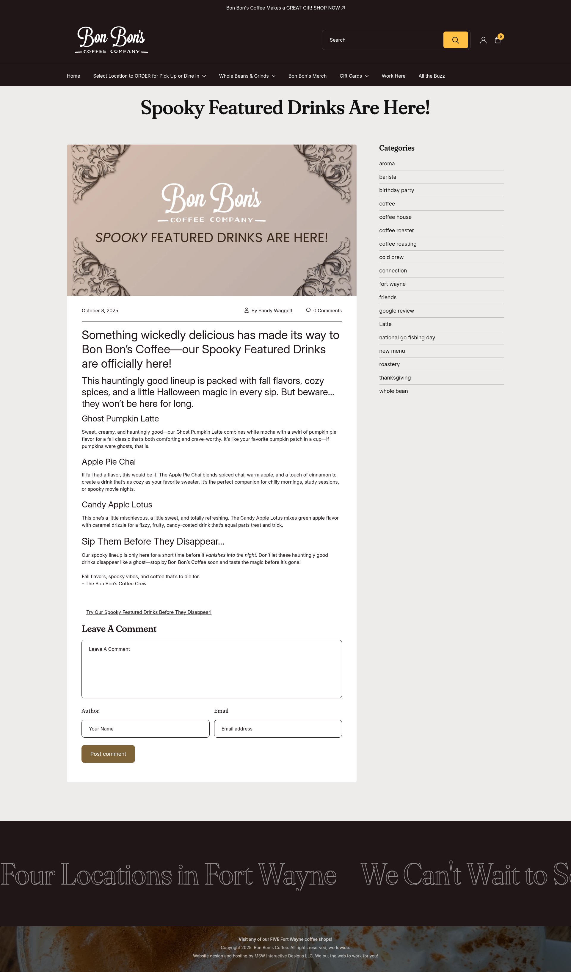 Screenshot of bonbonscoffee.com