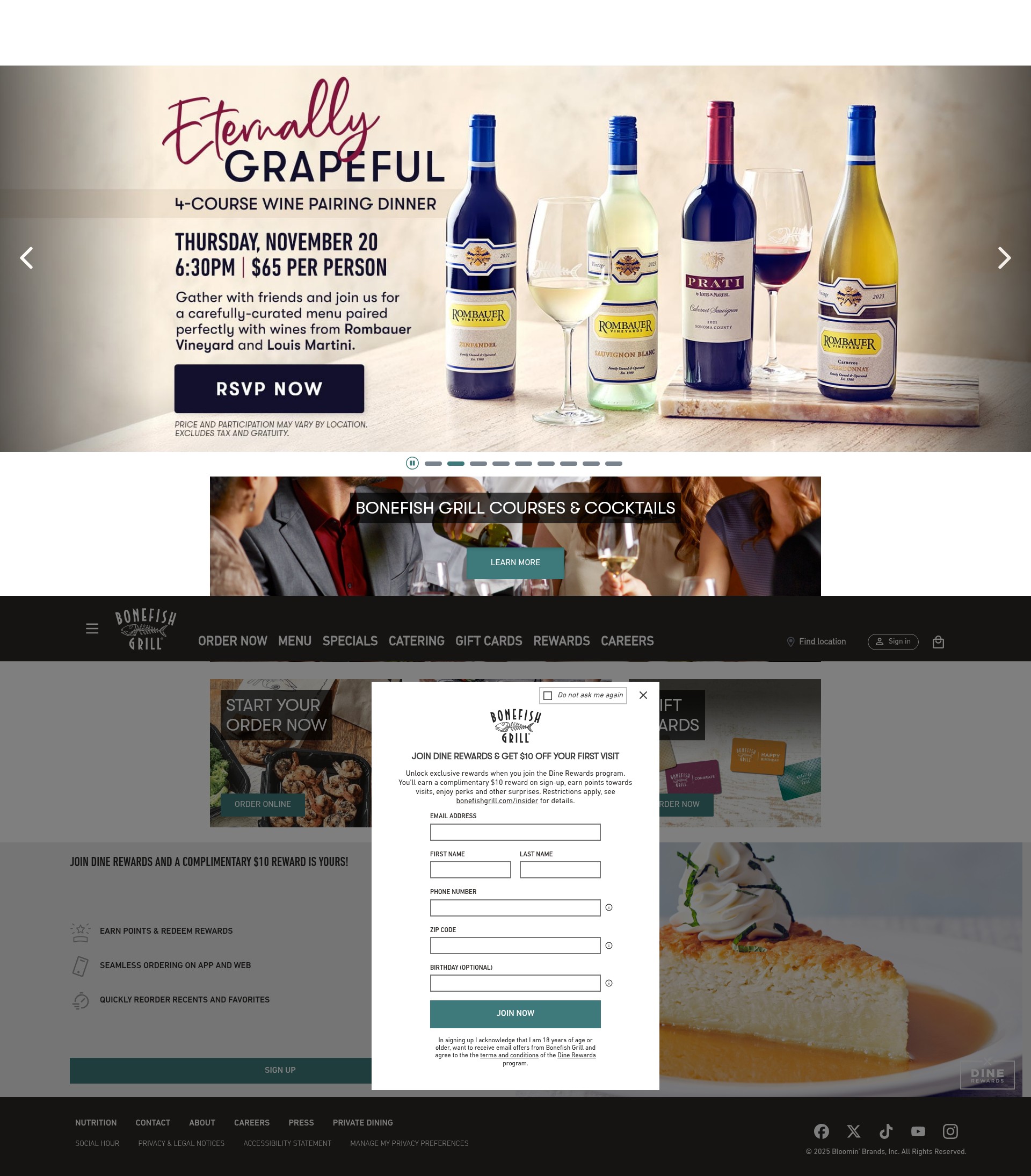 Screenshot of bonefishgrill.com