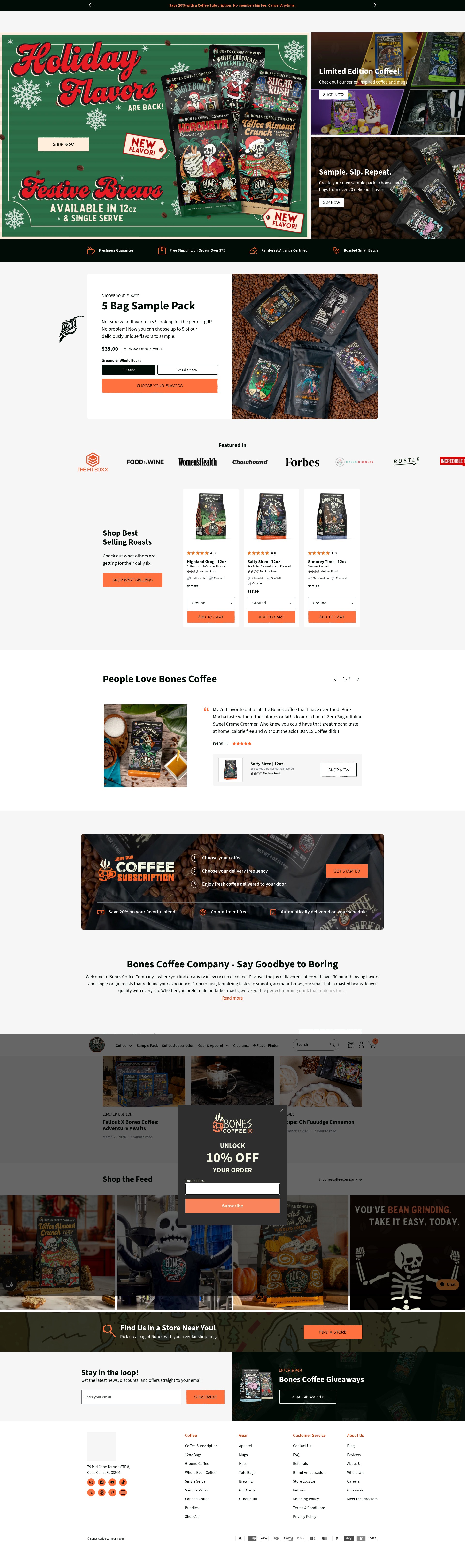 Screenshot of bonescoffee.com