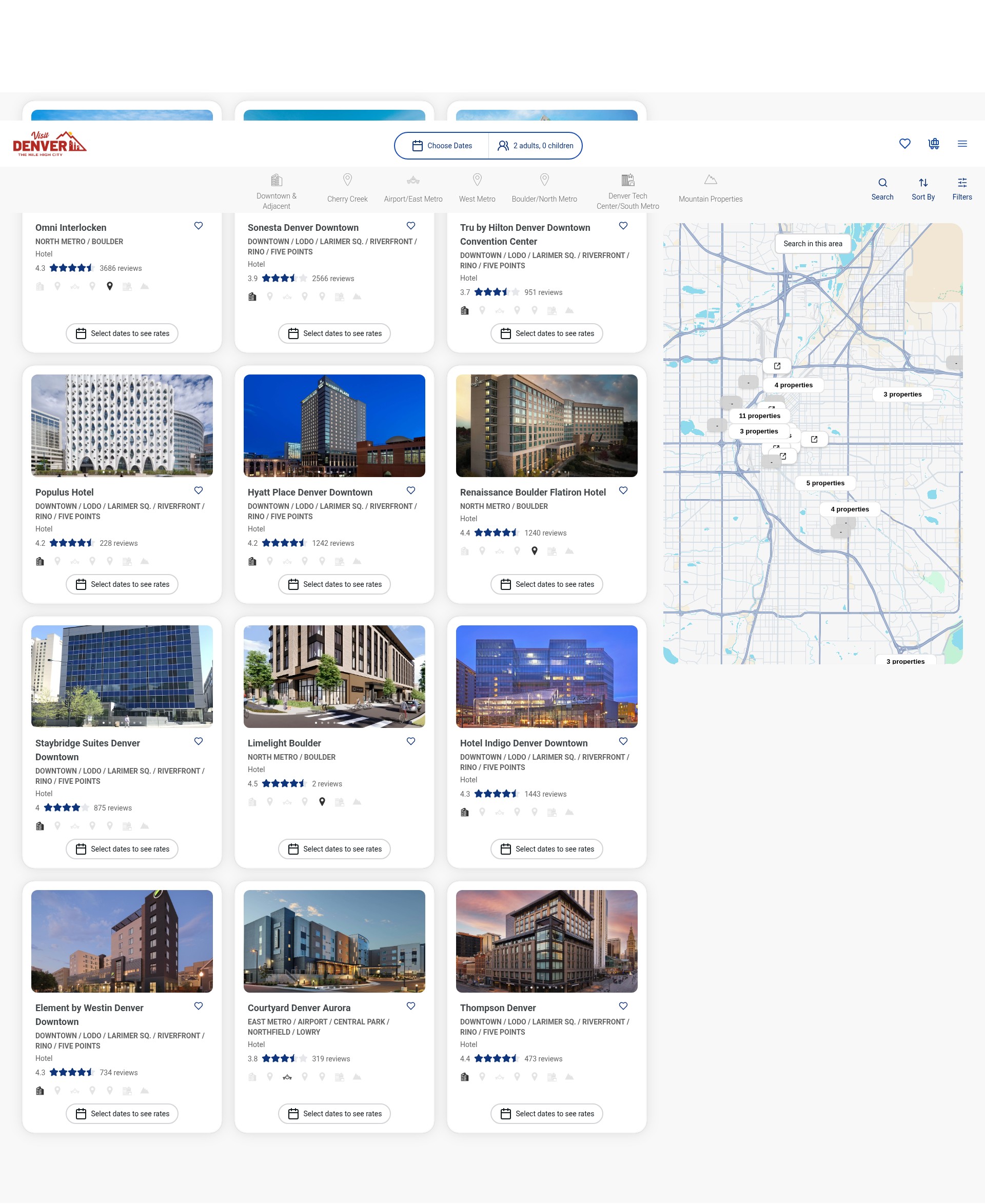 Screenshot of book.visitdenver.com