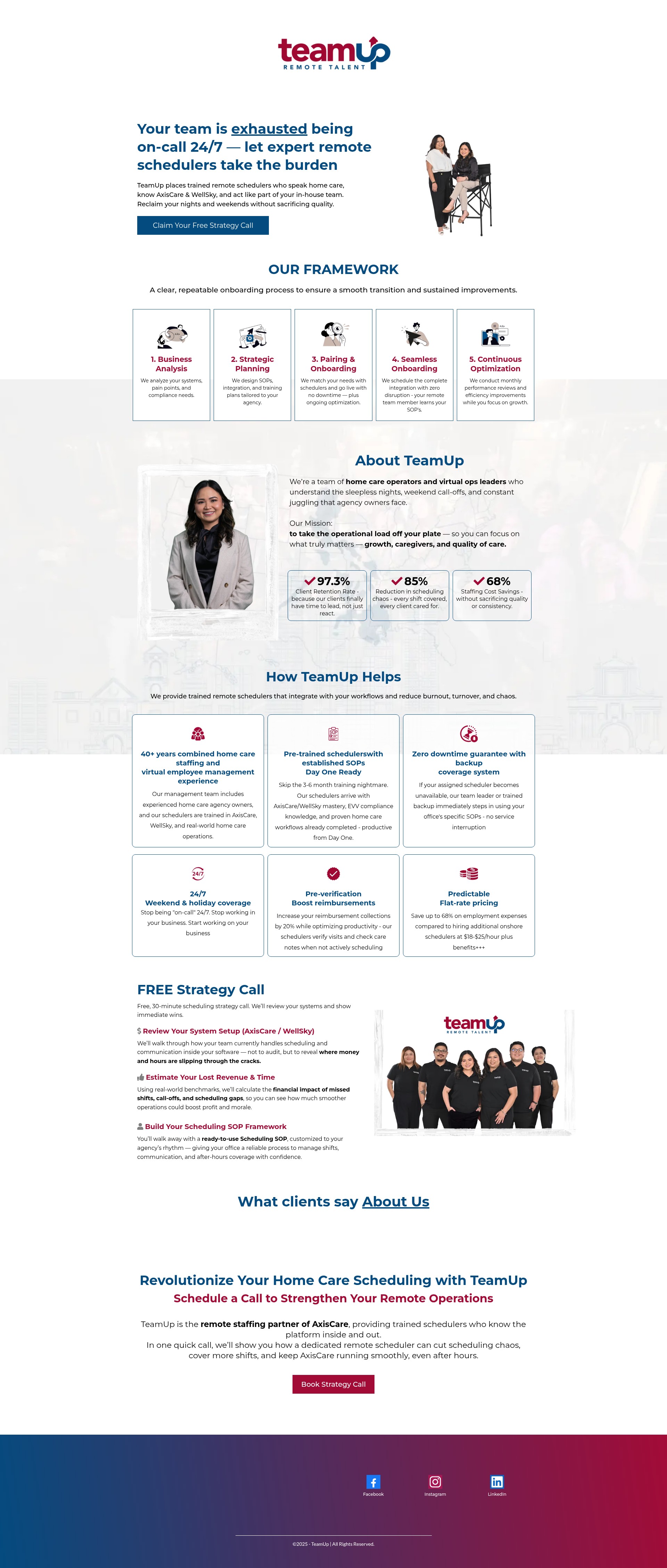 Screenshot of book.weareteamup.com