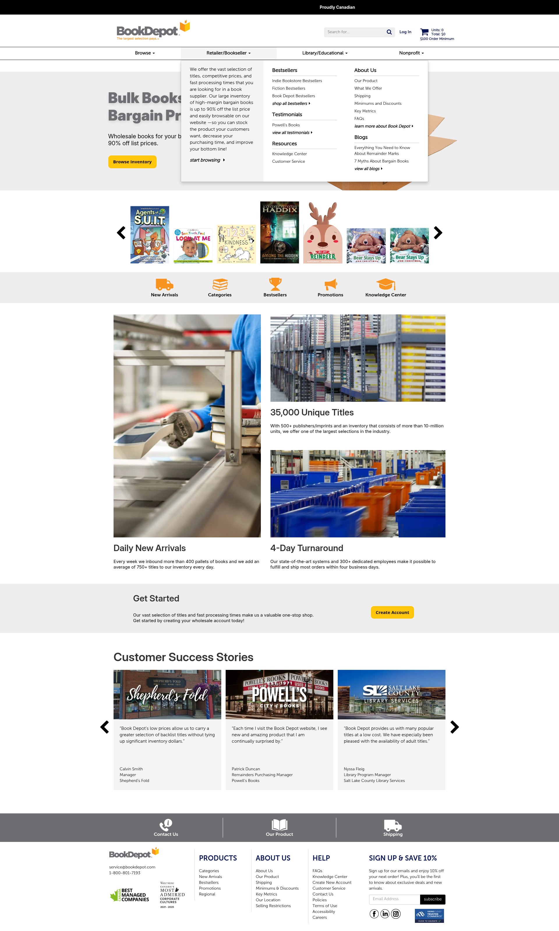 Screenshot of bookdepot.ca