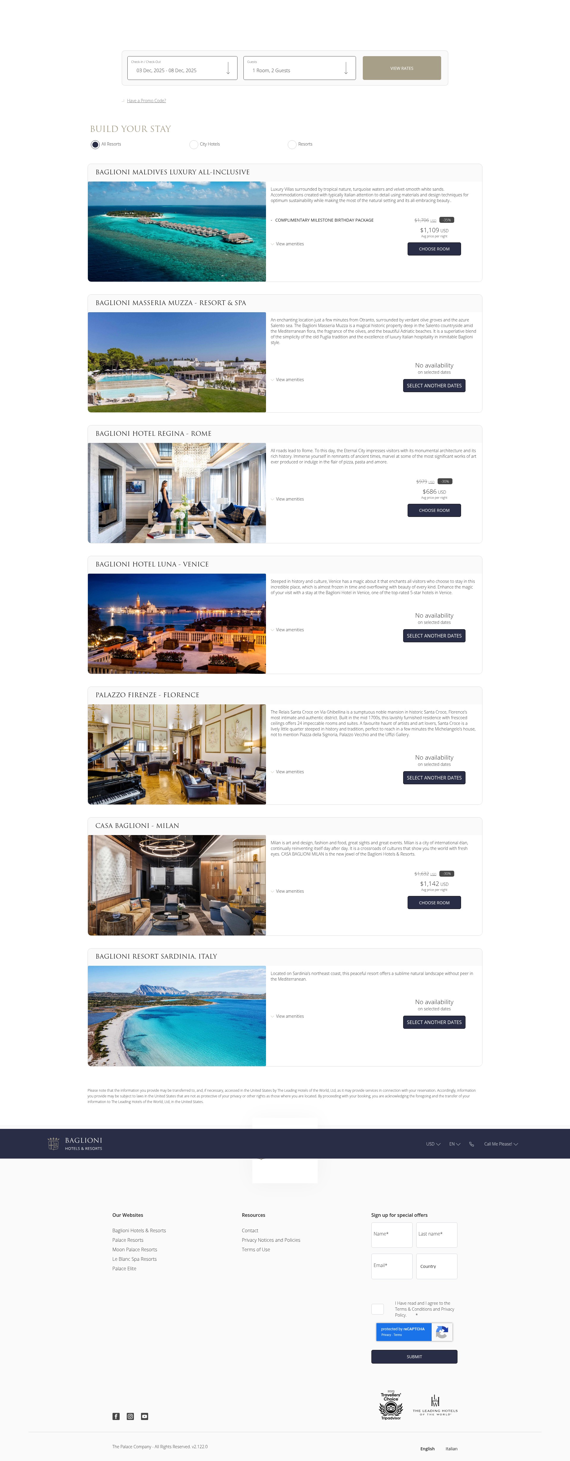 Screenshot of bookings.baglionihotels.com