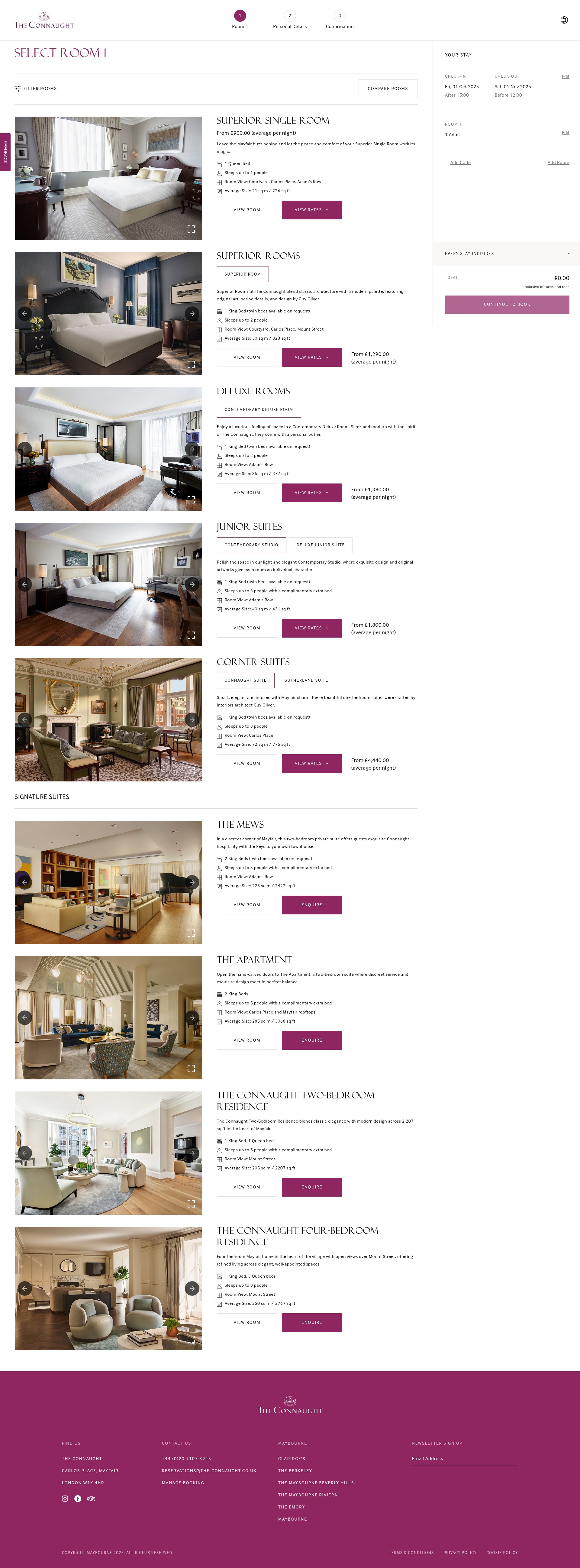 Screenshot of bookings.the-connaught.co.uk