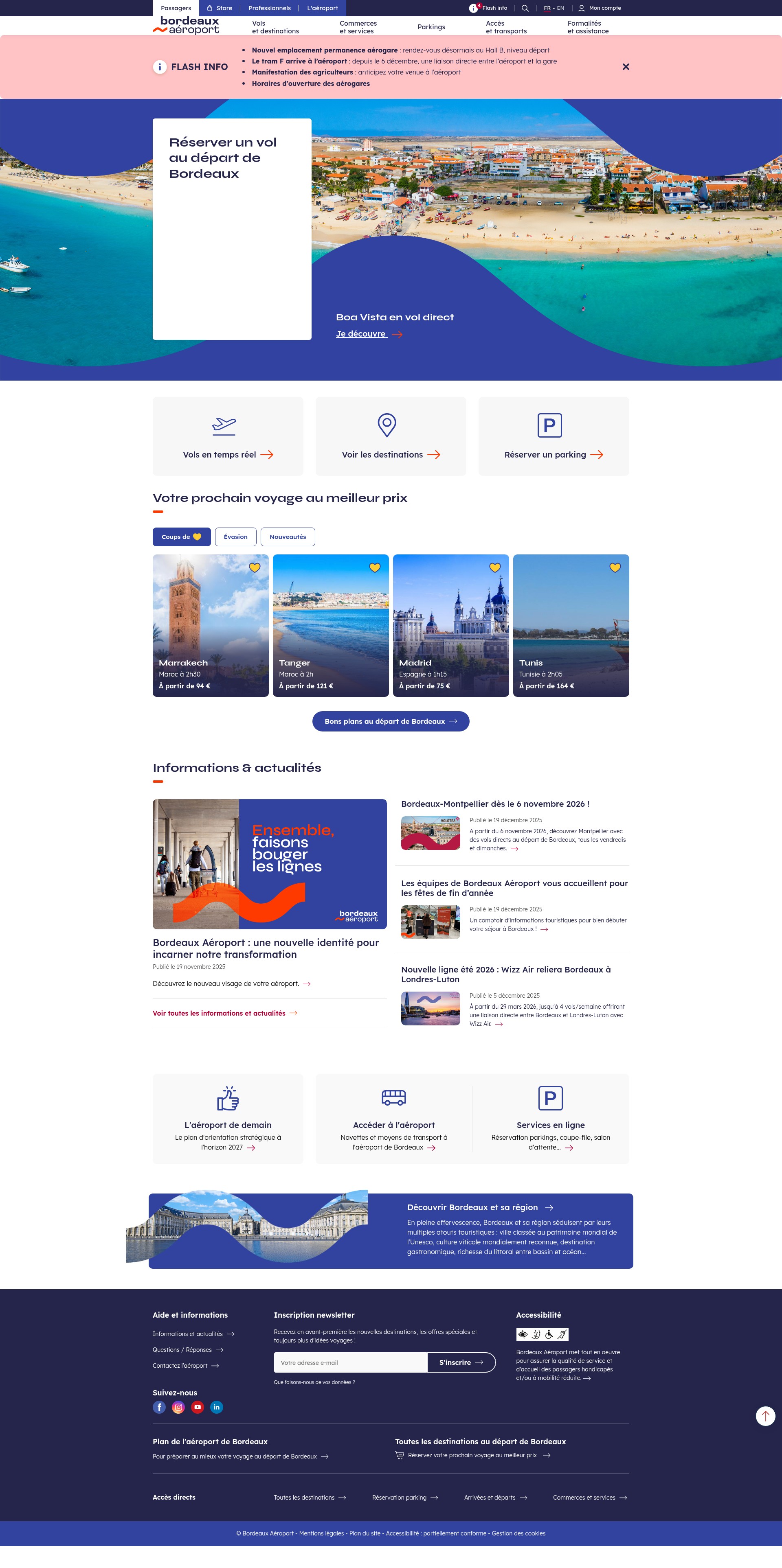 Screenshot of bordeaux.aeroport.fr