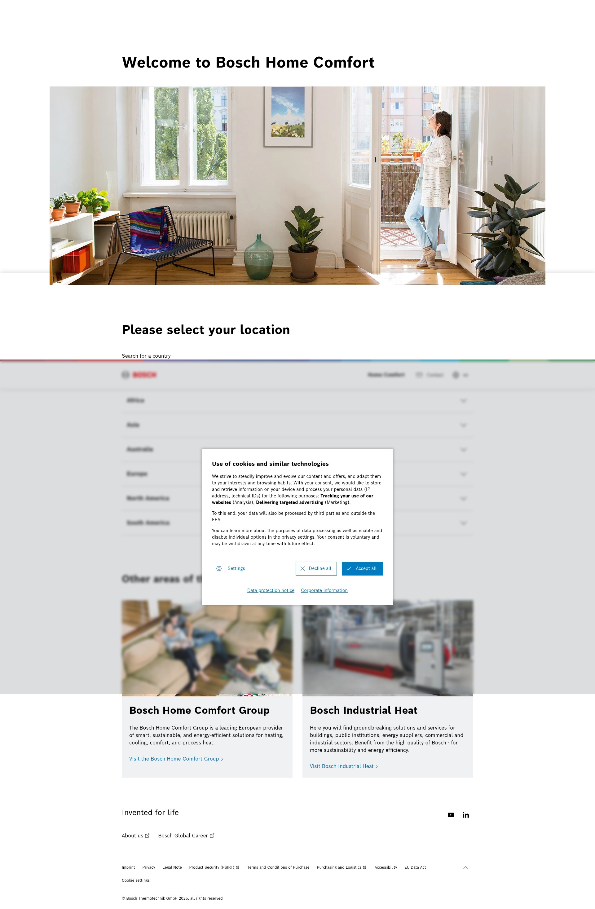 Screenshot of bosch-homecomfort.com