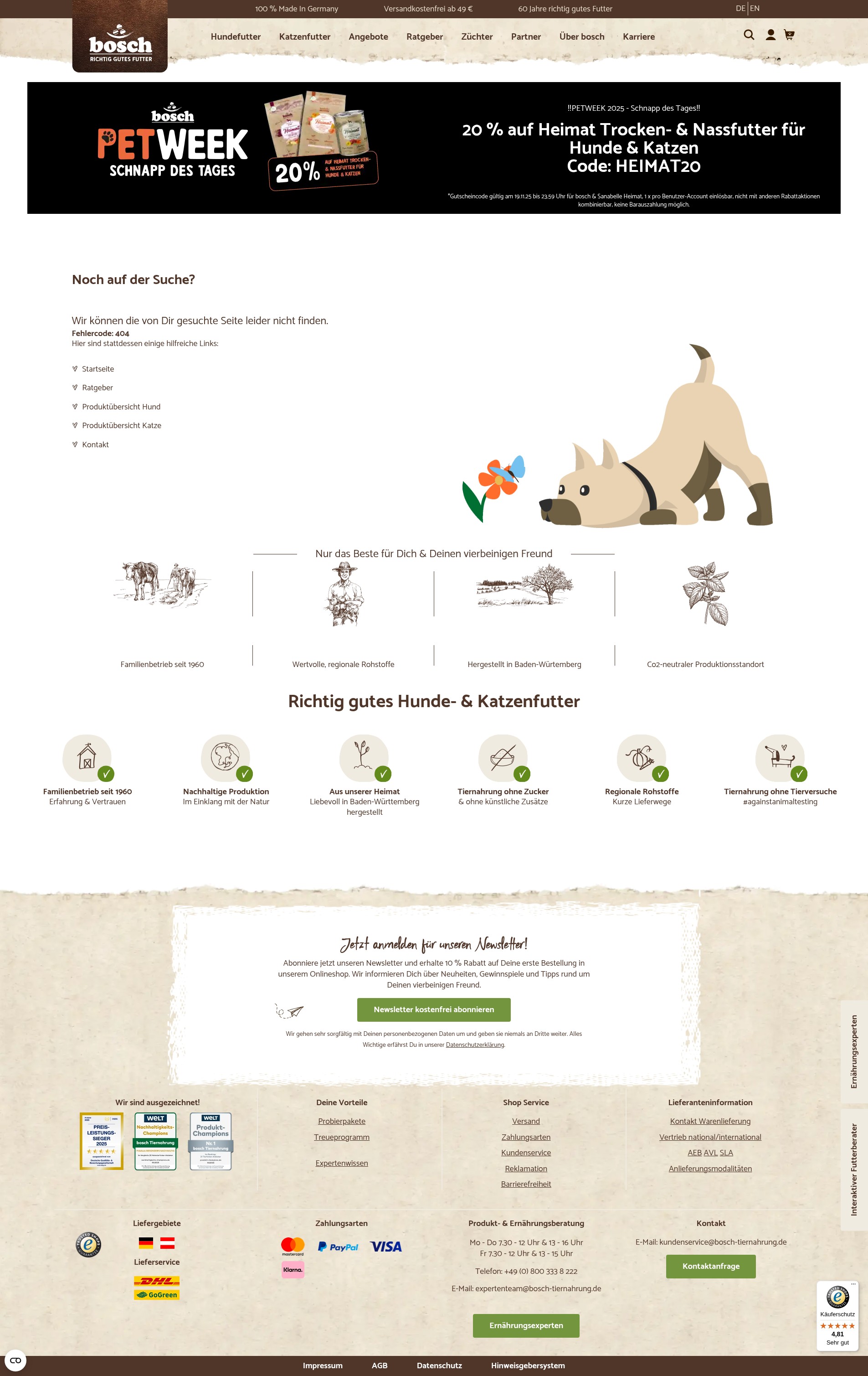 Screenshot of bosch-tiernahrung.de