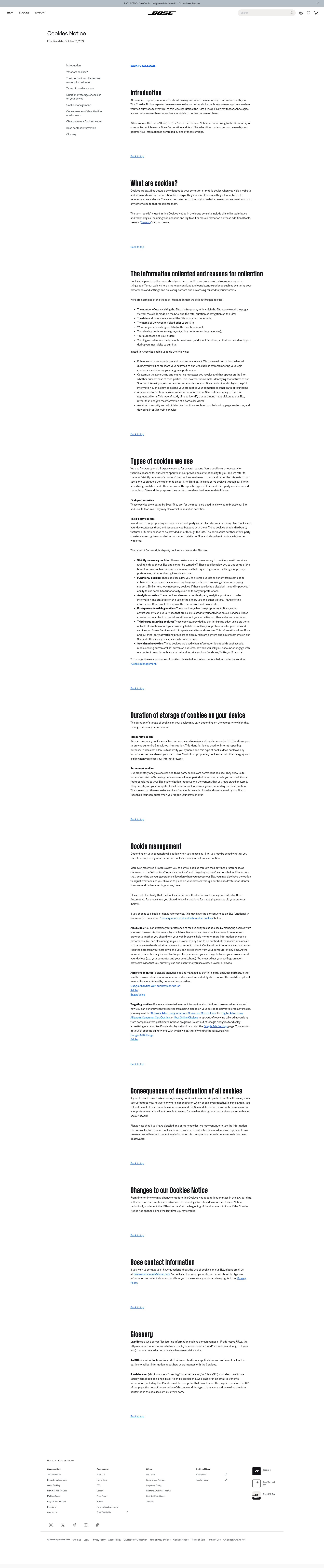 Screenshot of bose.com