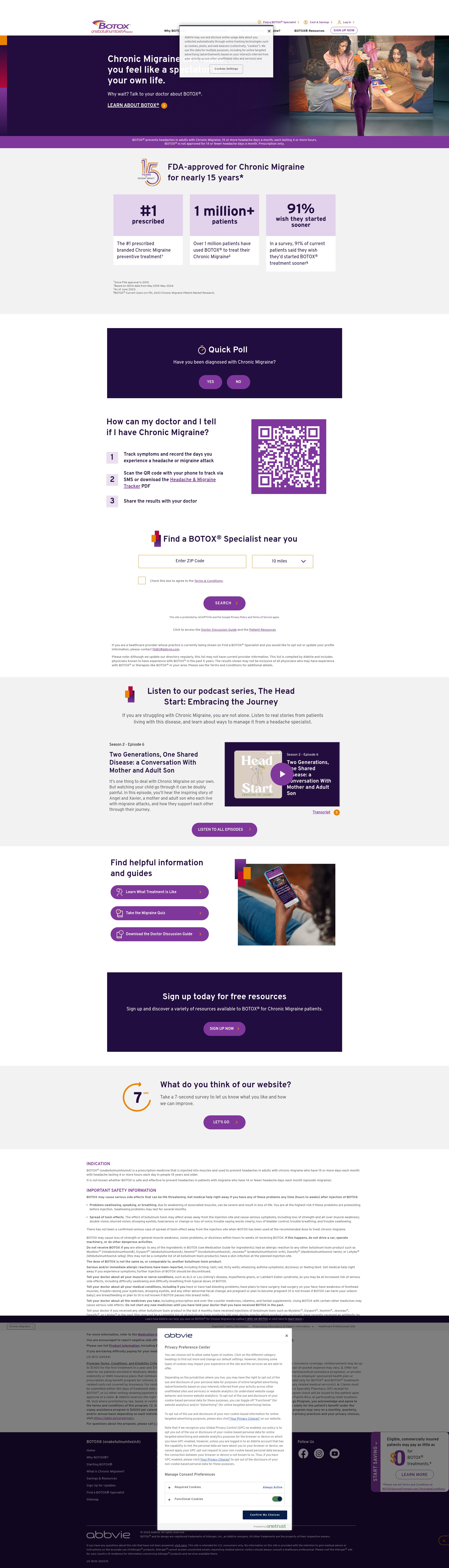 Screenshot of botoxchronicmigraine.com