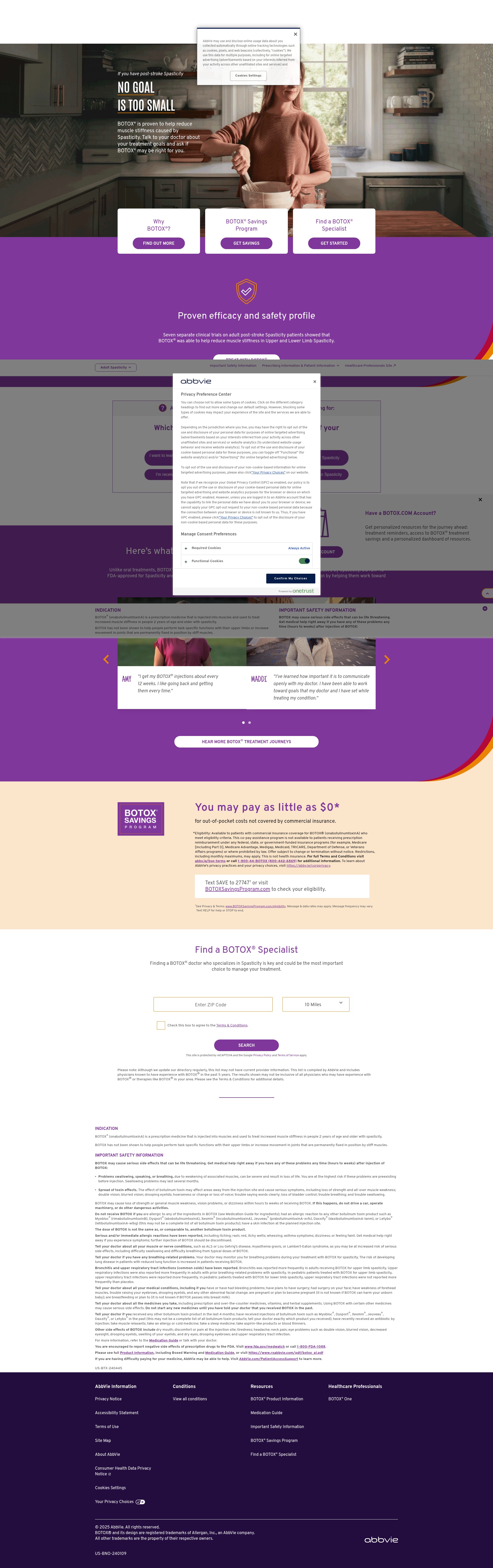 Screenshot of botoxspasticity.com