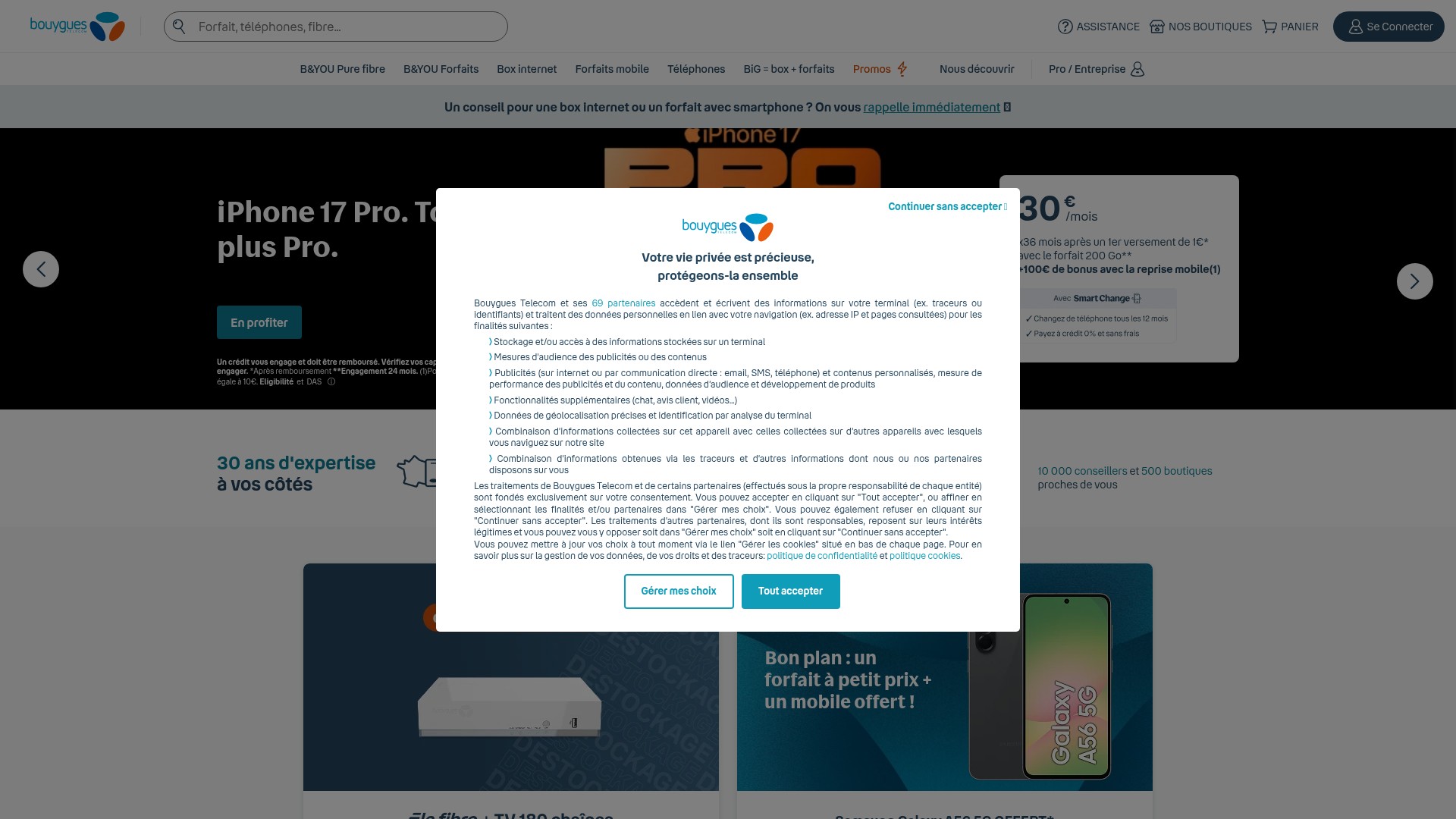 Screenshot of bouyguestelecom.fr