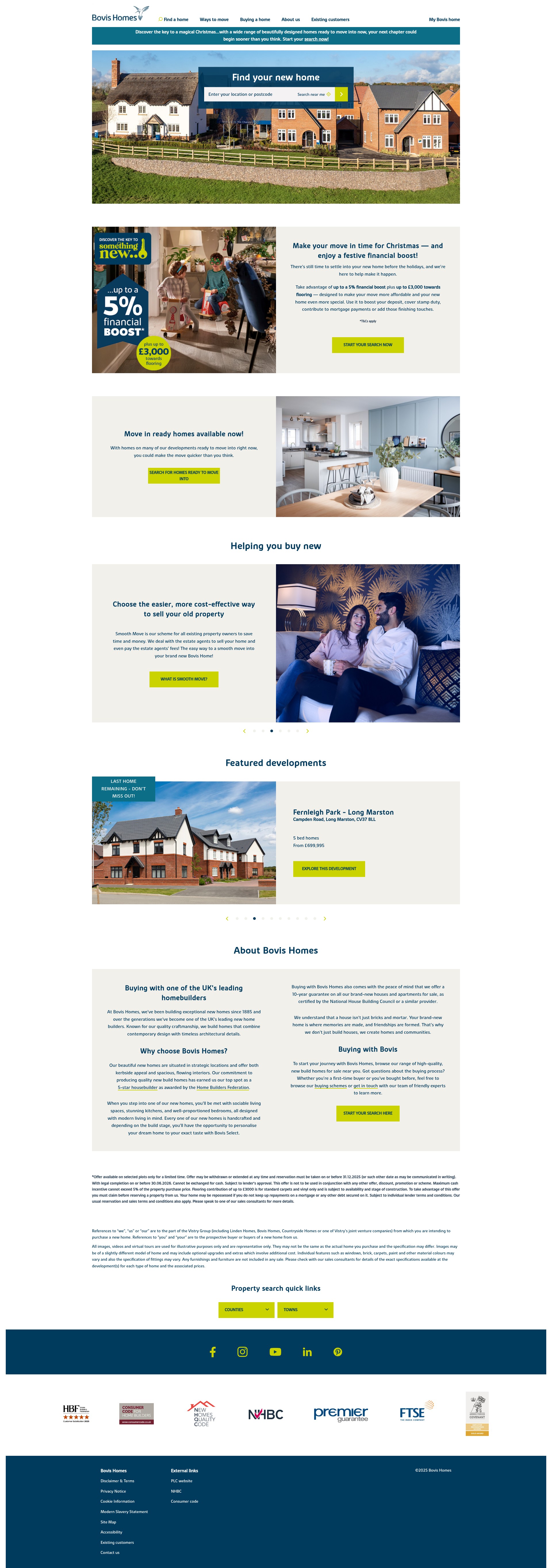 Screenshot of bovishomes.co.uk
