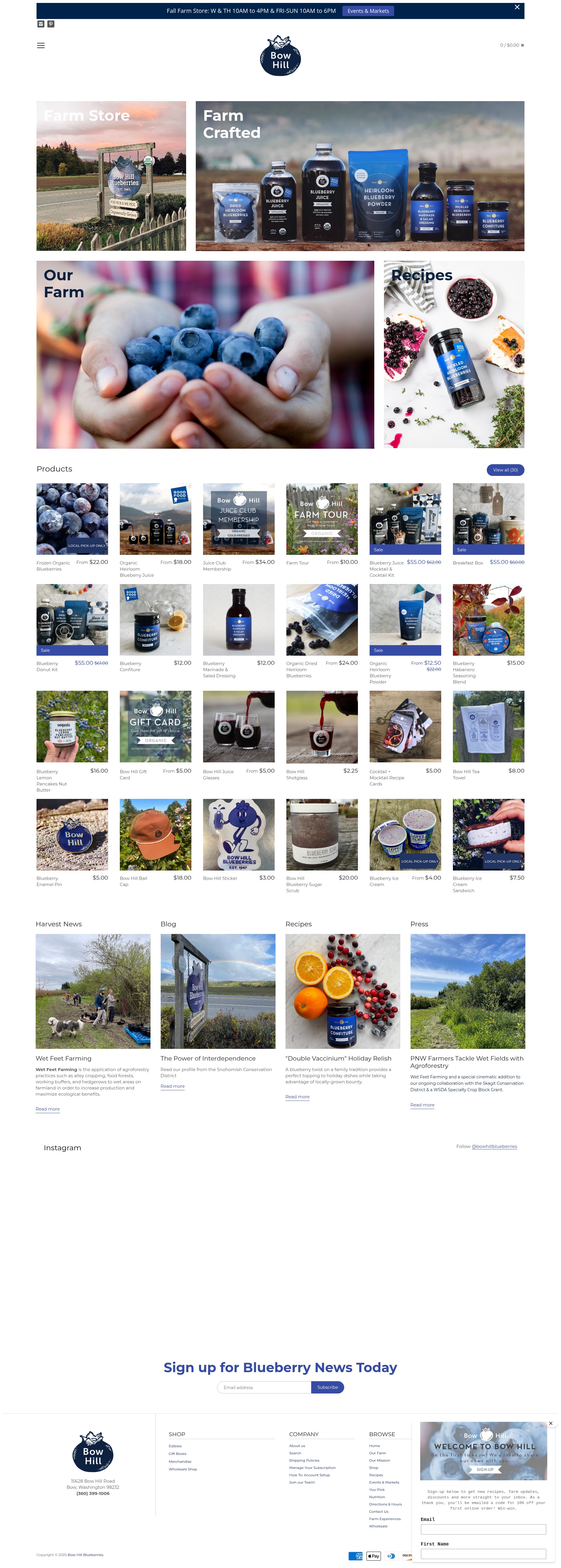 Screenshot of bowhillblueberries.com