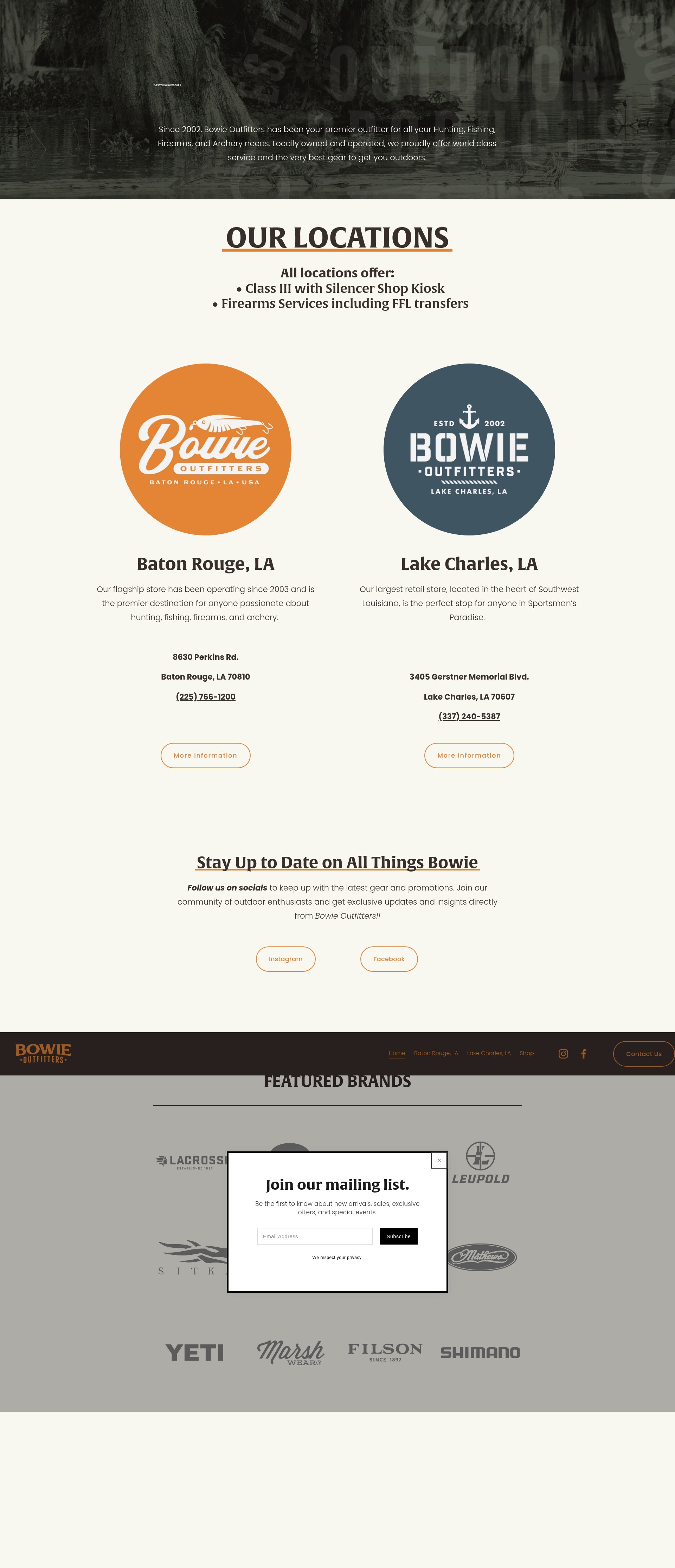 Screenshot of bowieoutfitters.com