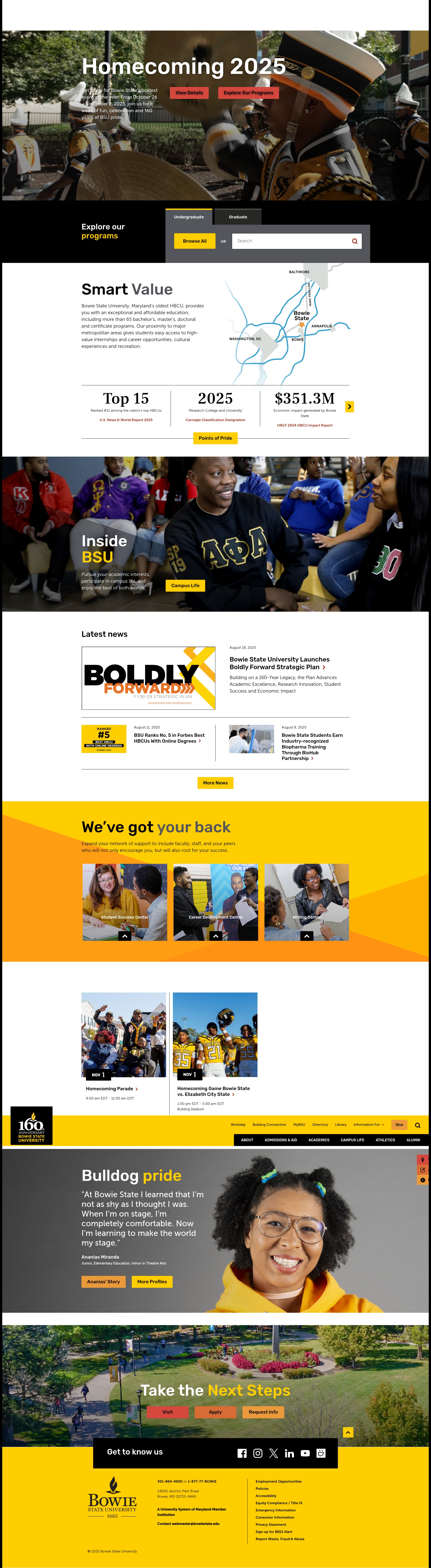 Screenshot of bowiestate.edu