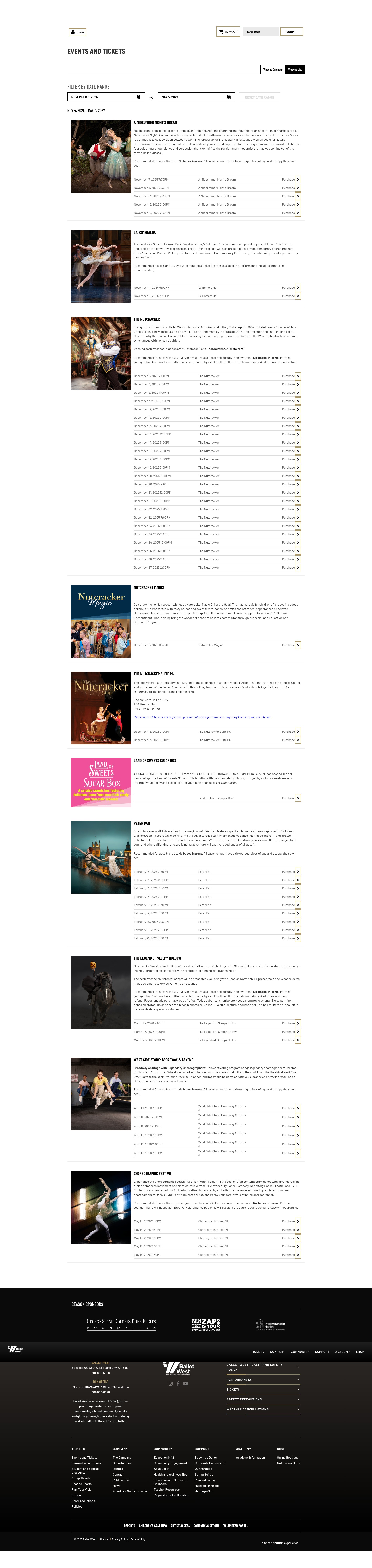 Screenshot of boxoffice.balletwest.org