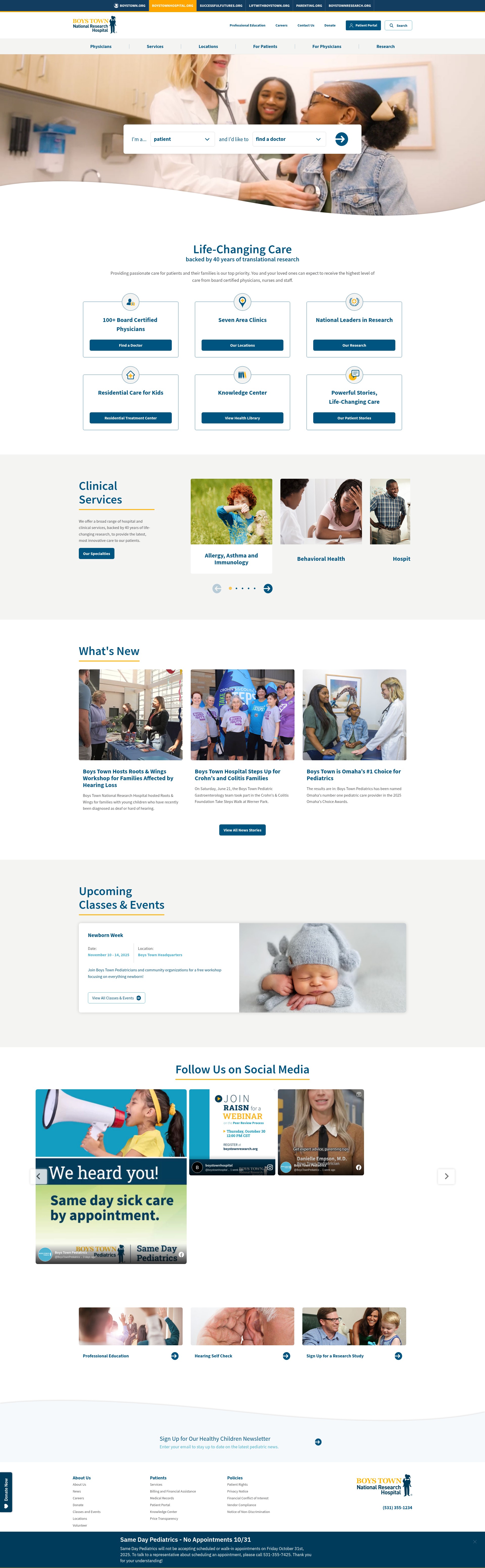 Screenshot of boystownhospital.org