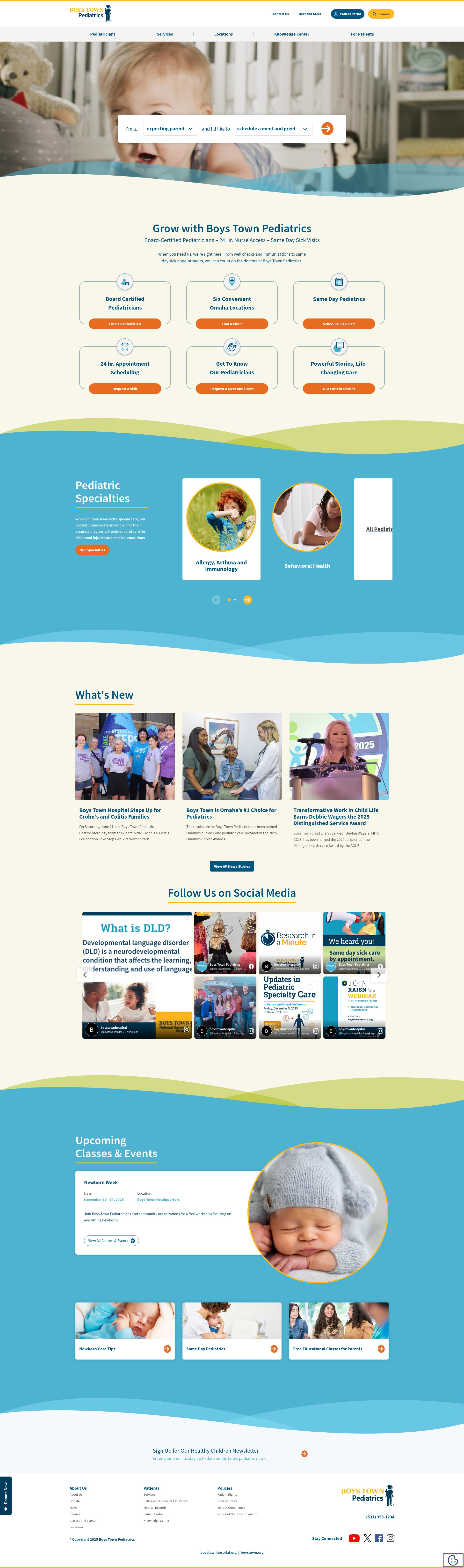 Screenshot of boystownpediatrics.org