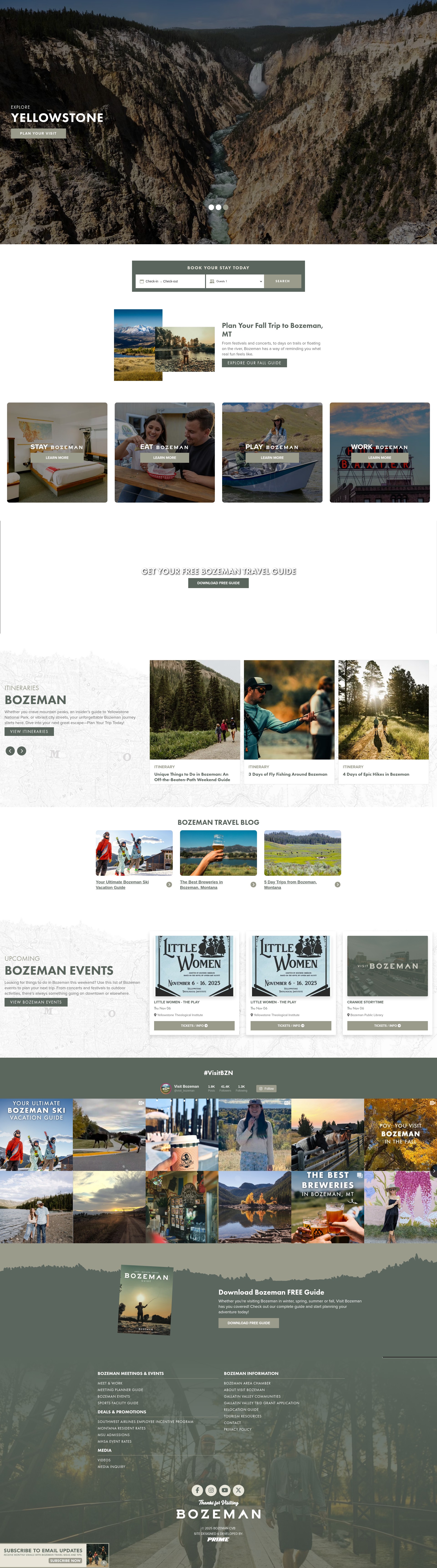 Screenshot of bozemancvb.com
