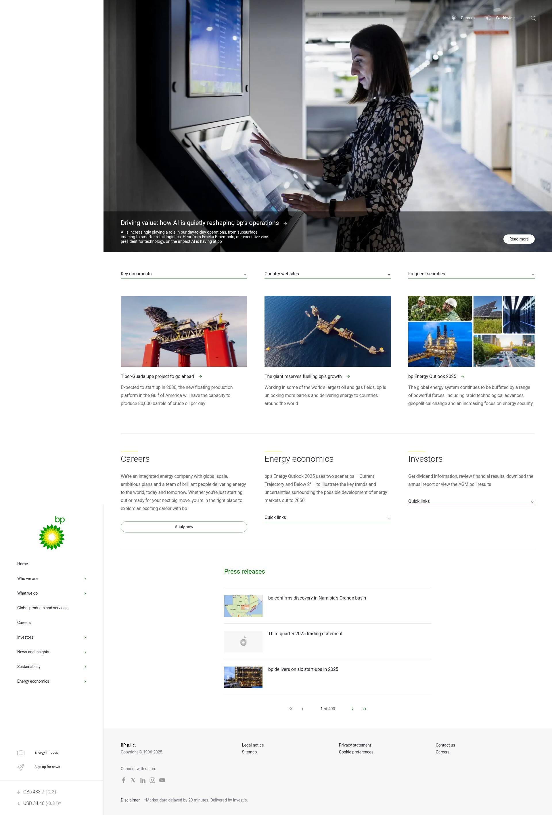 Screenshot of bp.com
