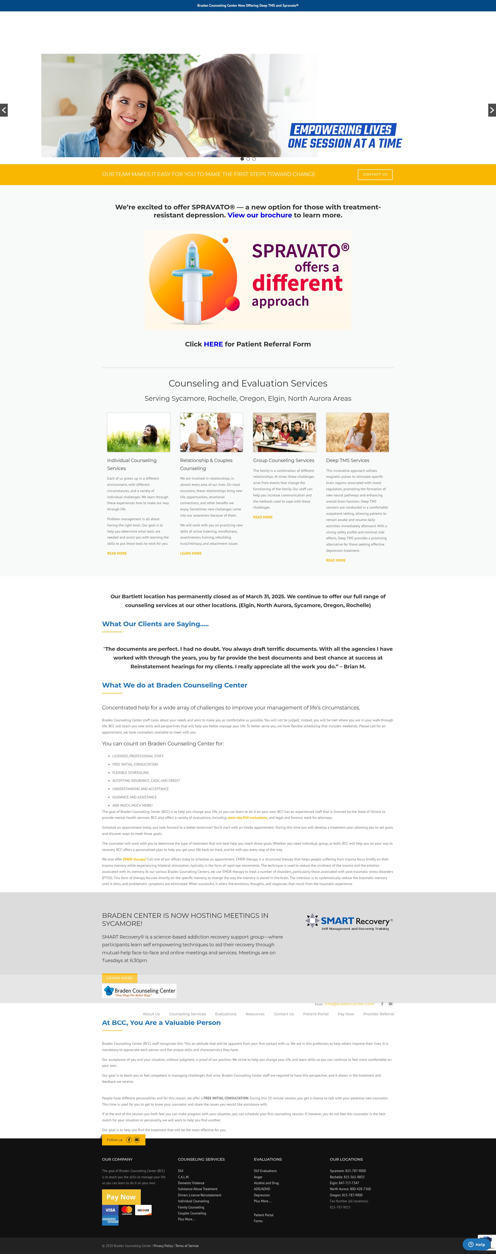 Screenshot of bradencenter.com
