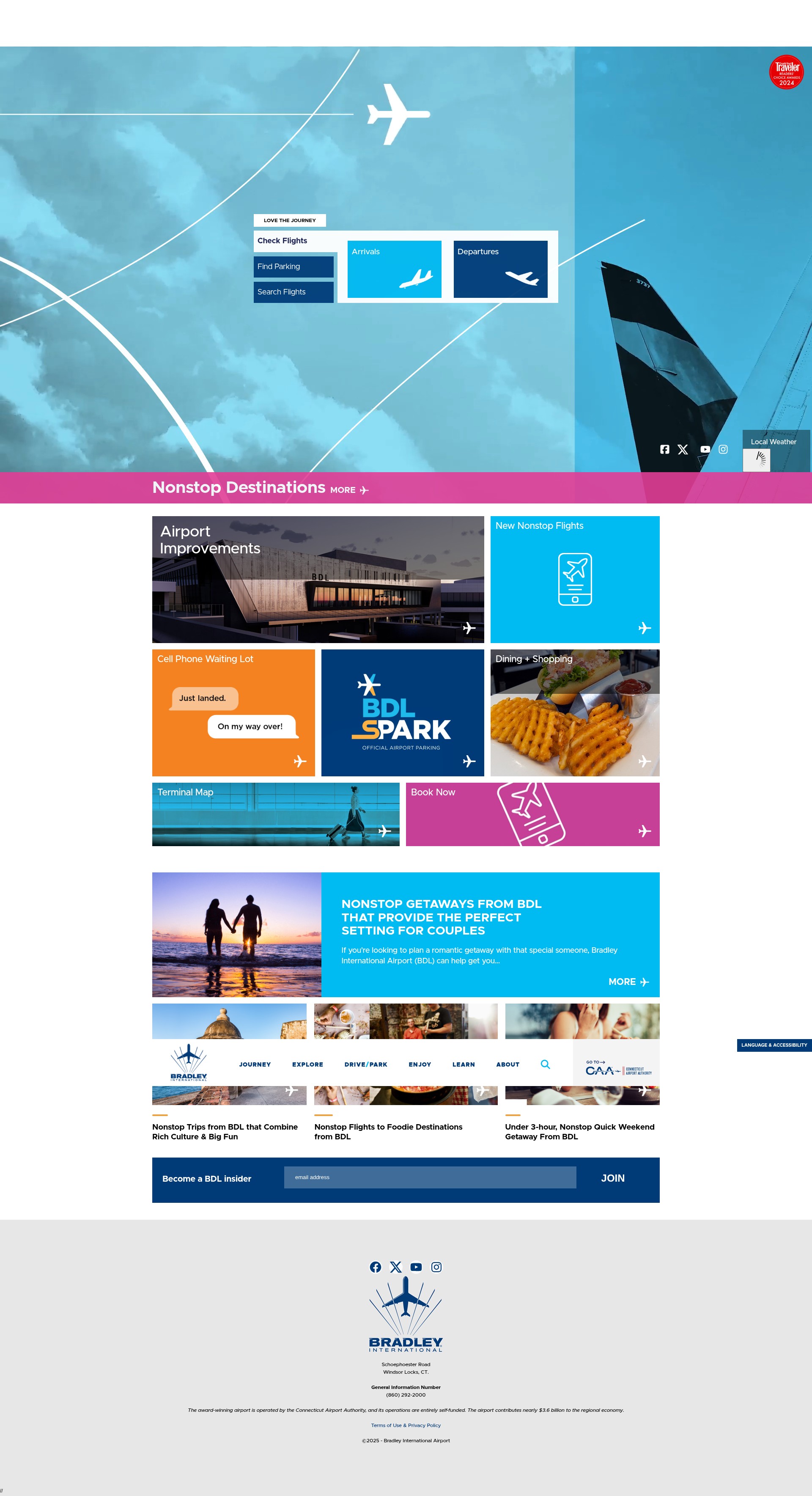 Screenshot of bradleyairport.com