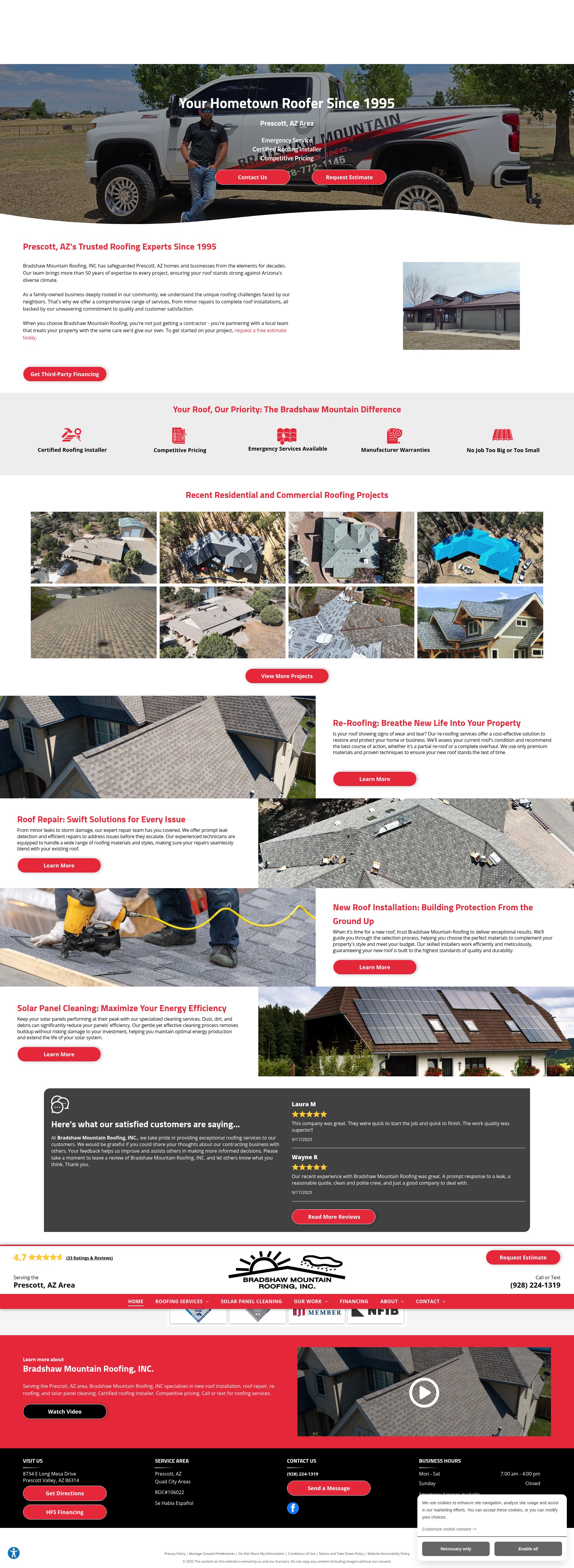Screenshot of bradshawmountainroofing.com