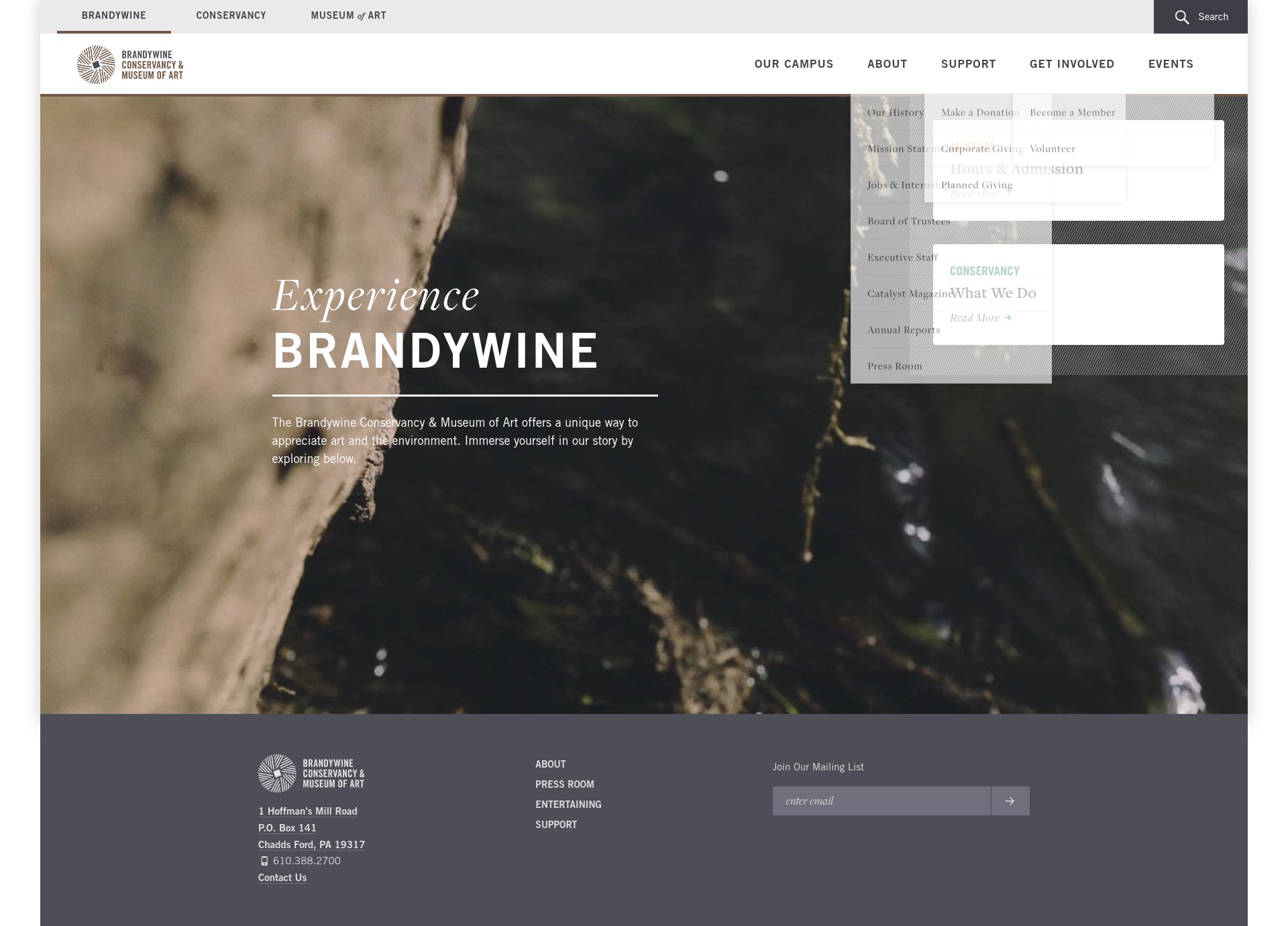 Screenshot of brandywine.org