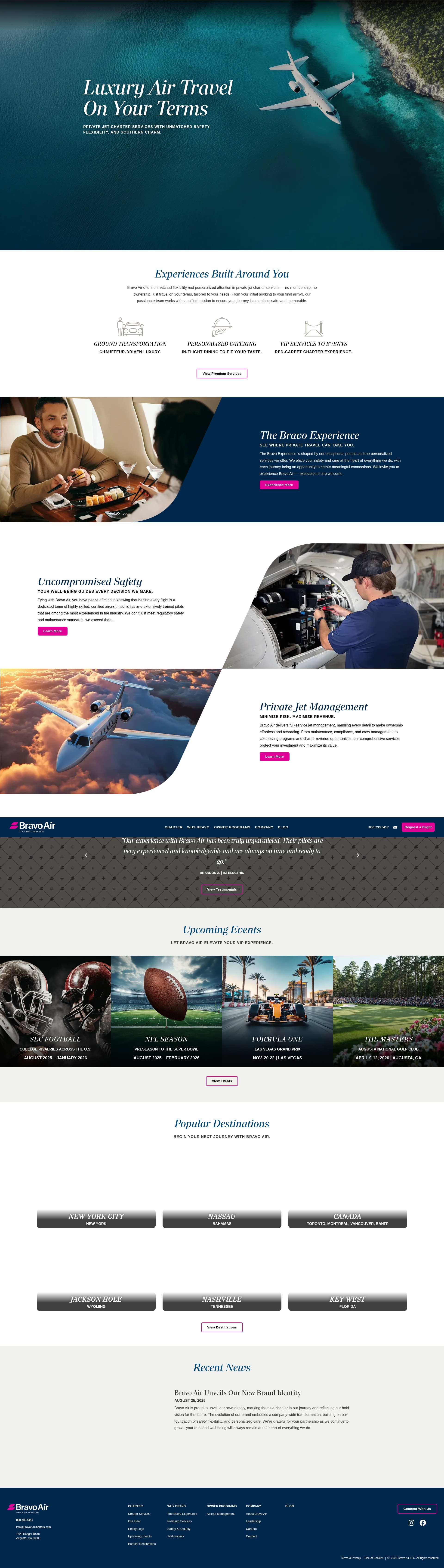 Screenshot of bravoaircharters.com