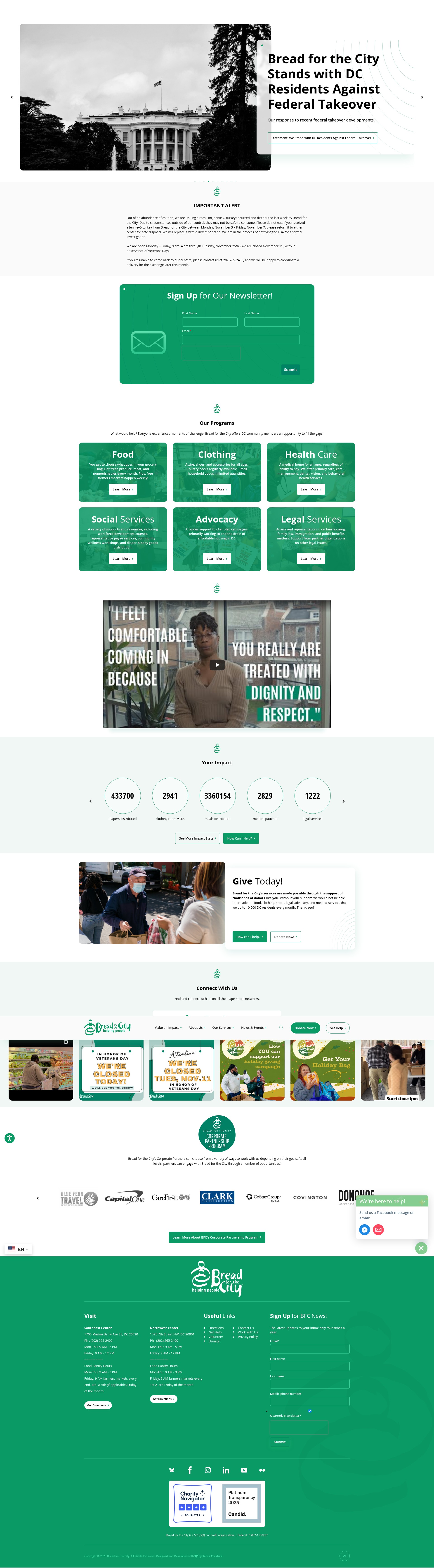 Screenshot of breadforthecity.org