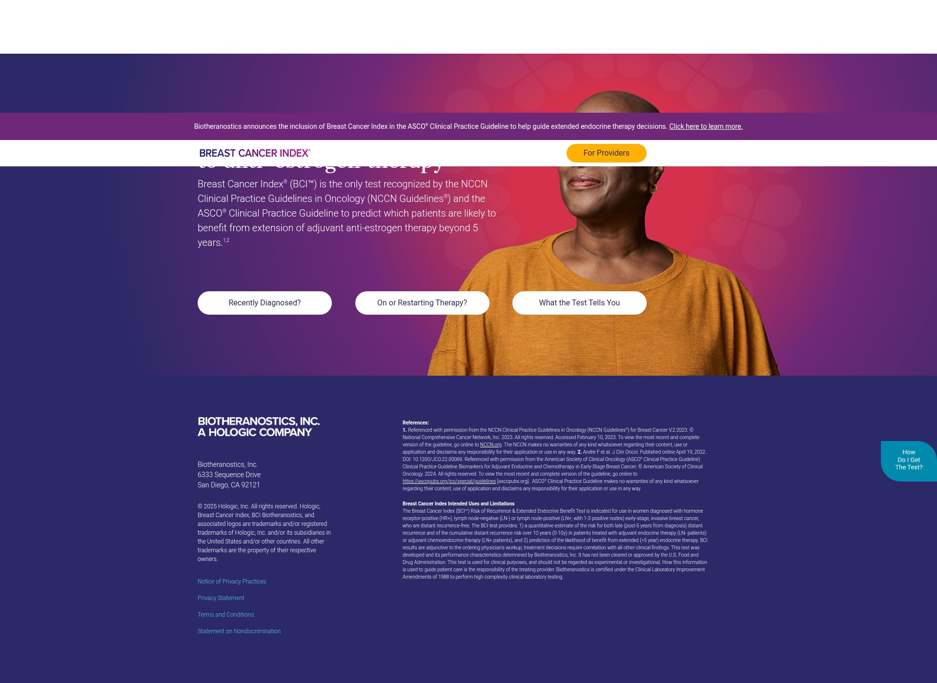 Screenshot of breastcancerindex.com