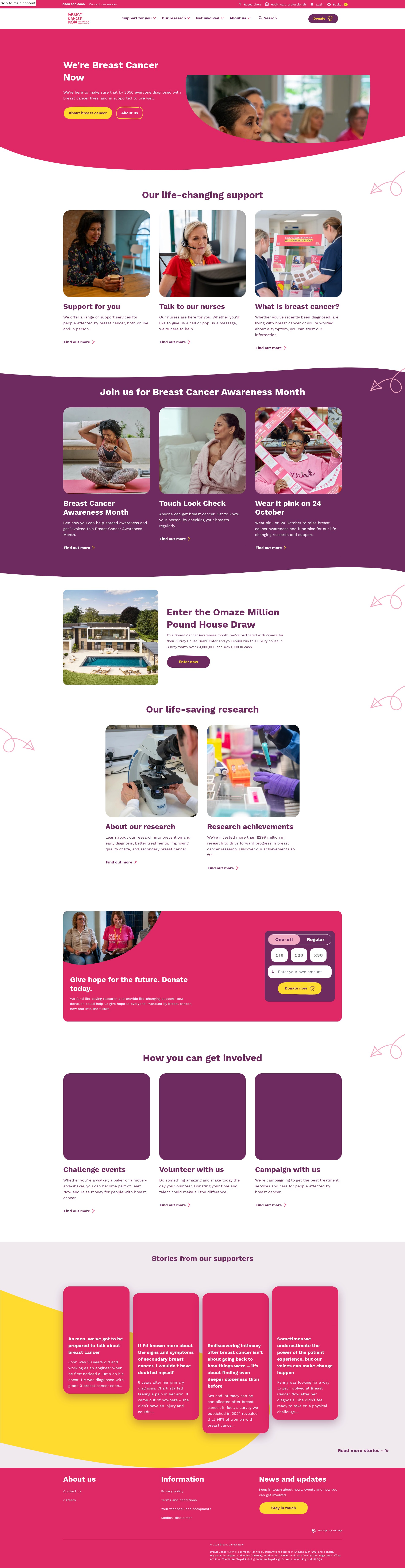 Screenshot of breastcancernow.org