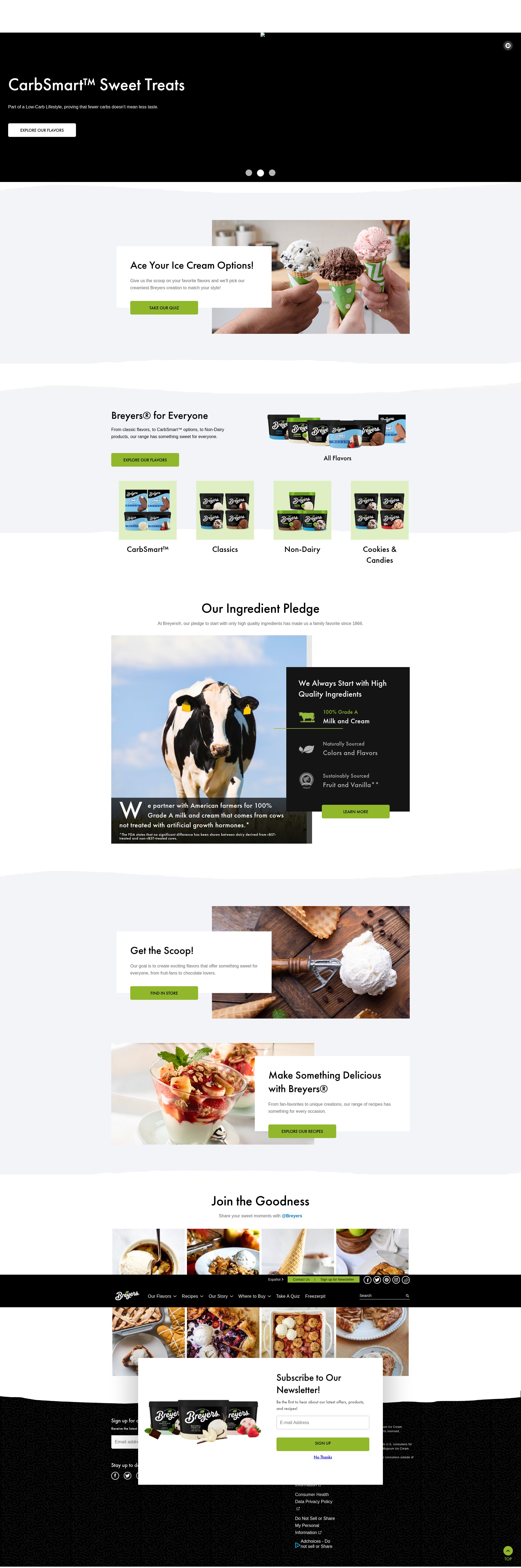 Screenshot of breyers.com